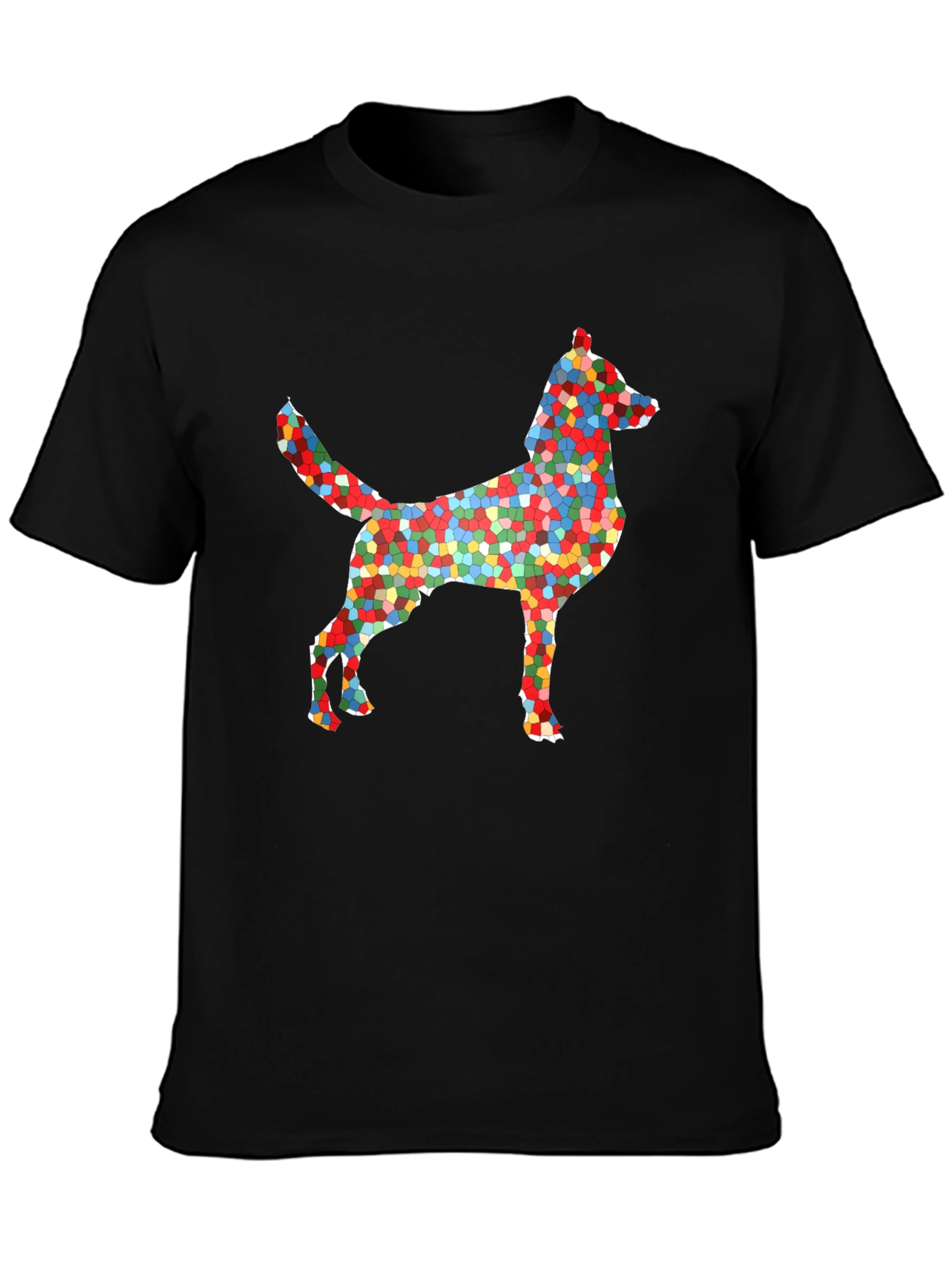 Abstract Mosaic Dog Graphic T-Shirt