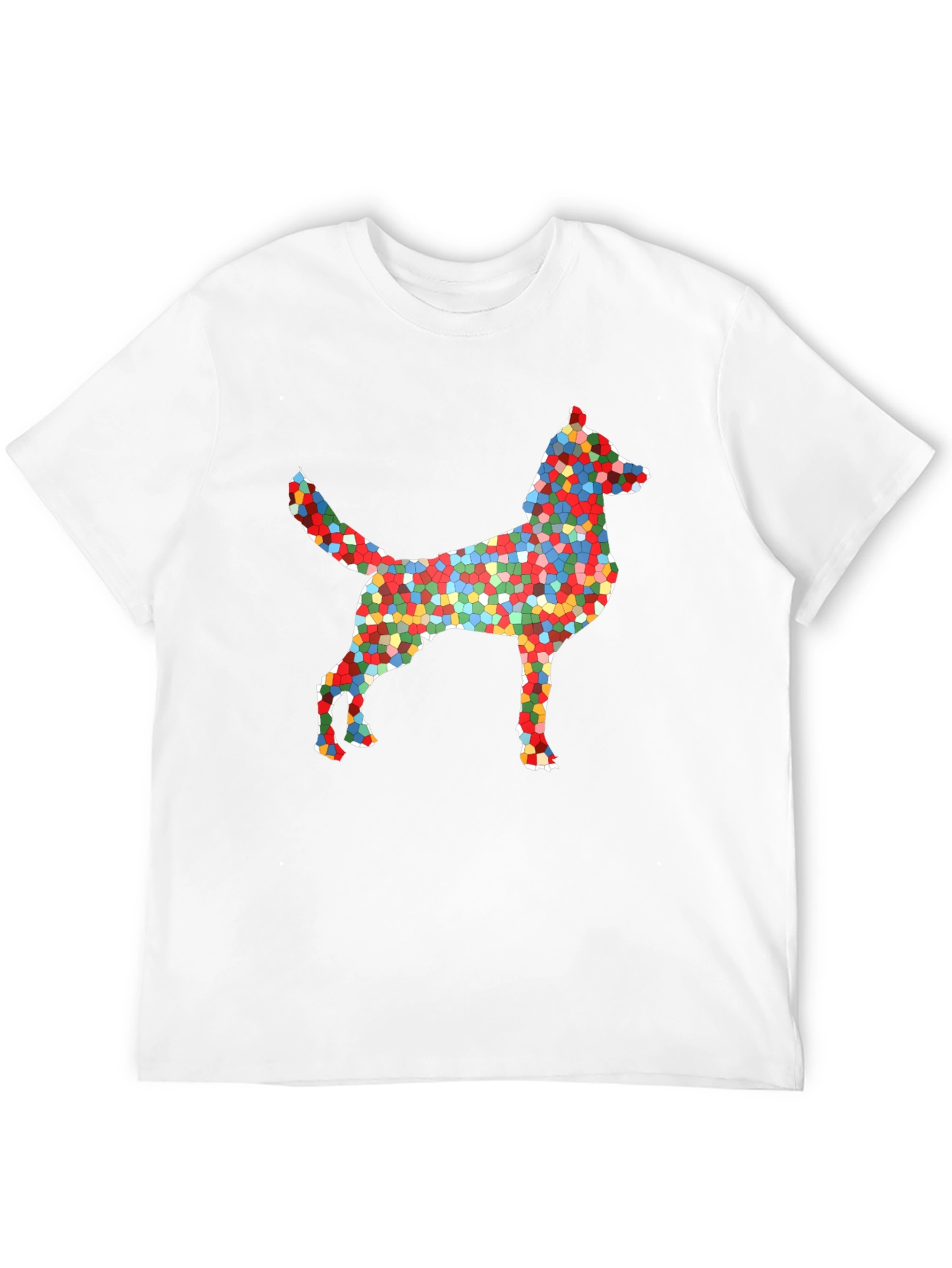Abstract Mosaic Dog Graphic T-Shirt
