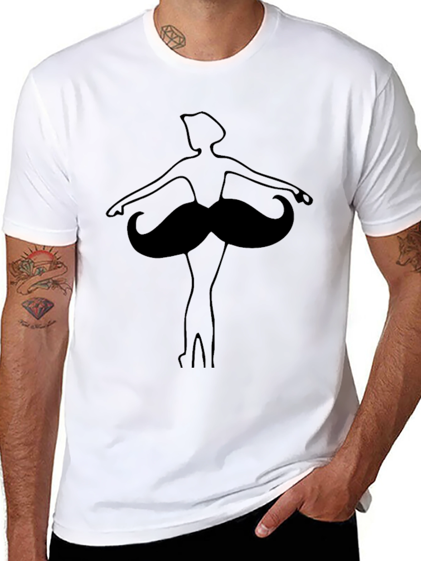 Mustache Ballerina Graphic T-Shirt