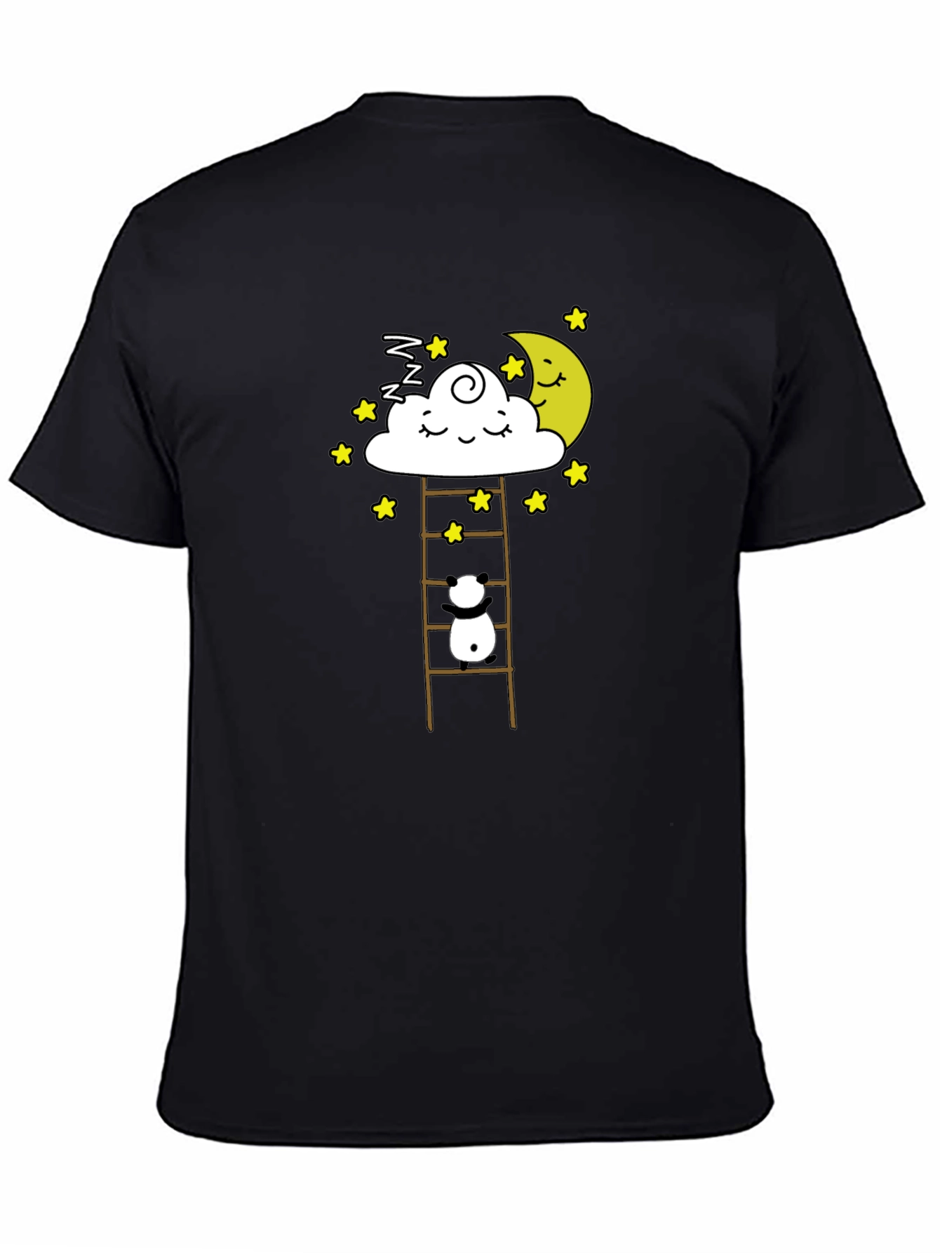 Dreamy Panda on Moon Ladder Graphic Tee
