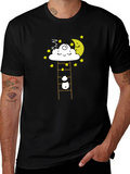 Dreamy Panda on Moon Ladder Graphic Tee