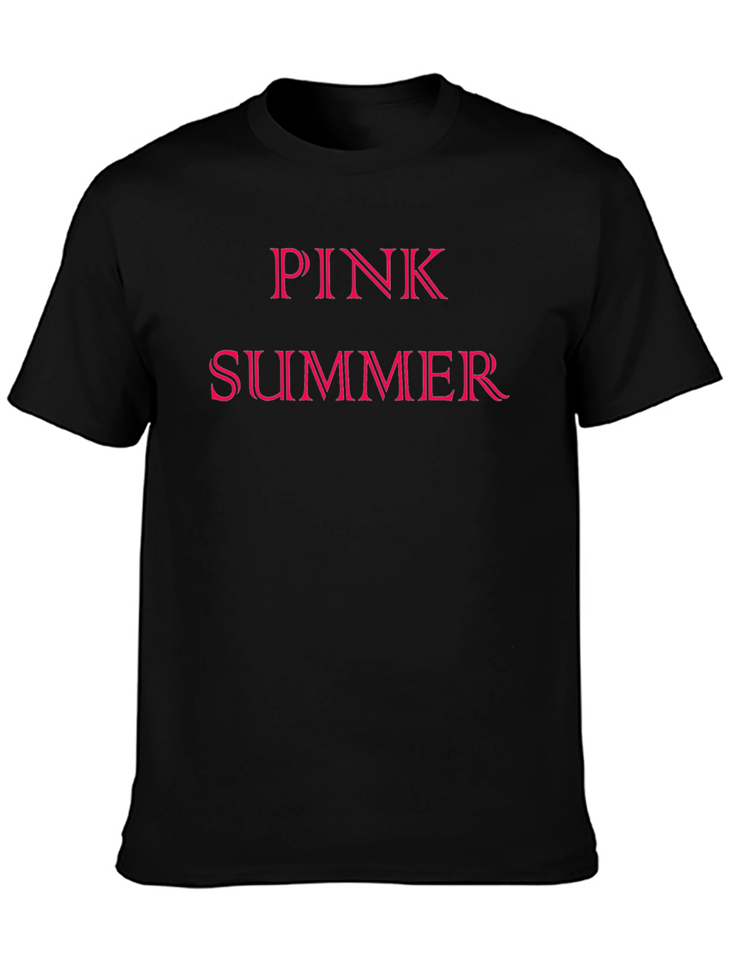 Pink Summer Graphic Tee - Black Cotton T-Shirt