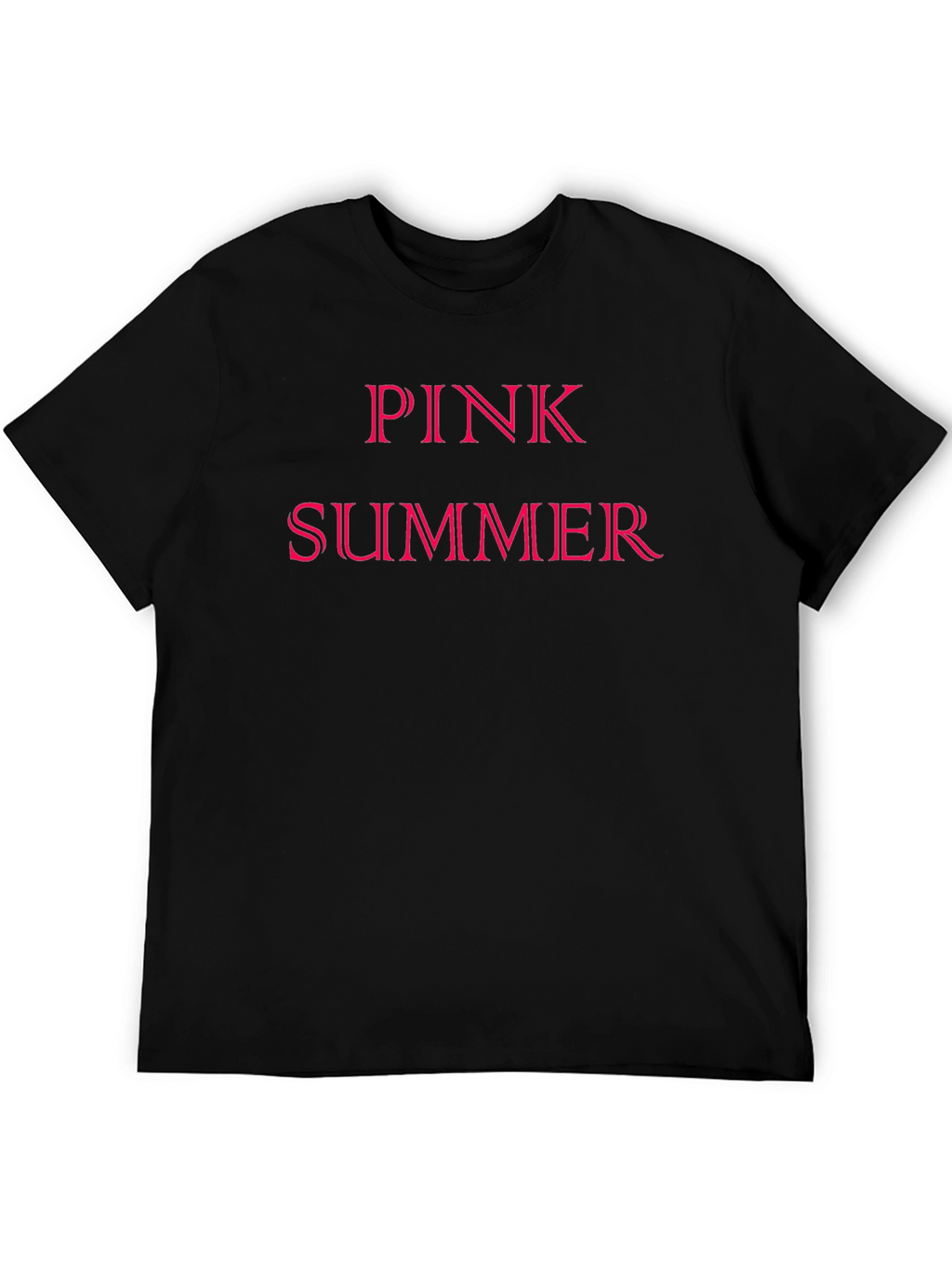 Pink Summer Graphic Tee - Black Cotton T-Shirt