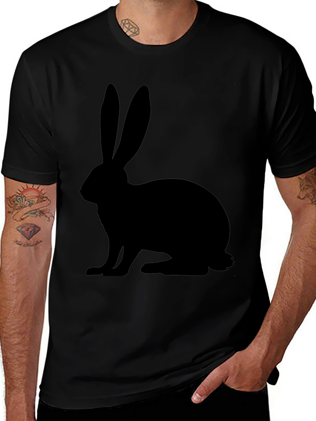 Rabbit Silhouette Black T-Shirt