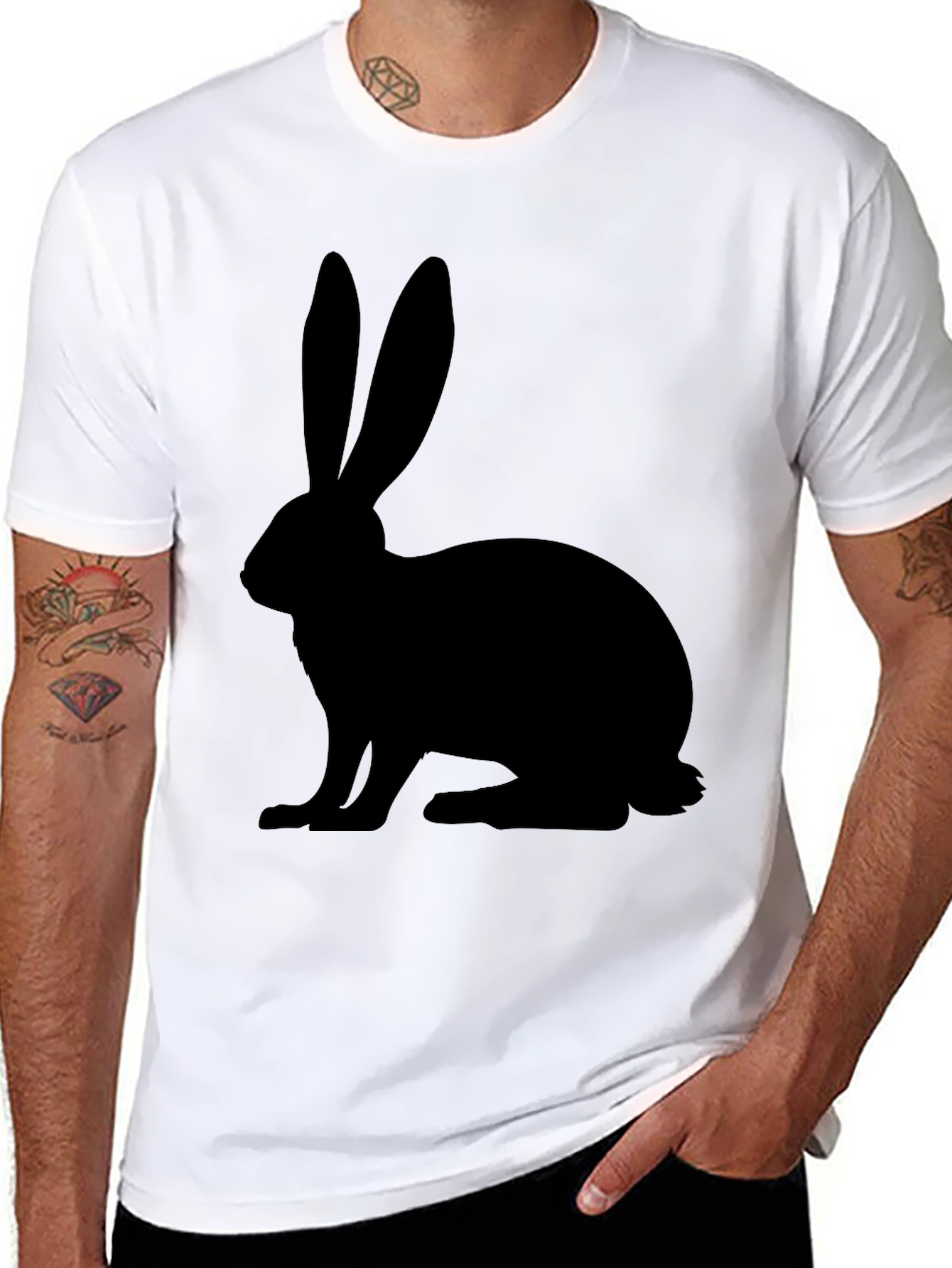 Rabbit Silhouette Black T-Shirt
