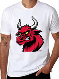 Mens Black T-Shirt with Red Bull Graphic