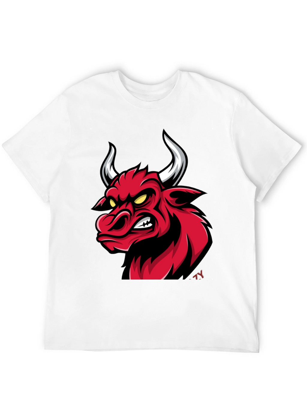 Mens Black T-Shirt with Red Bull Graphic