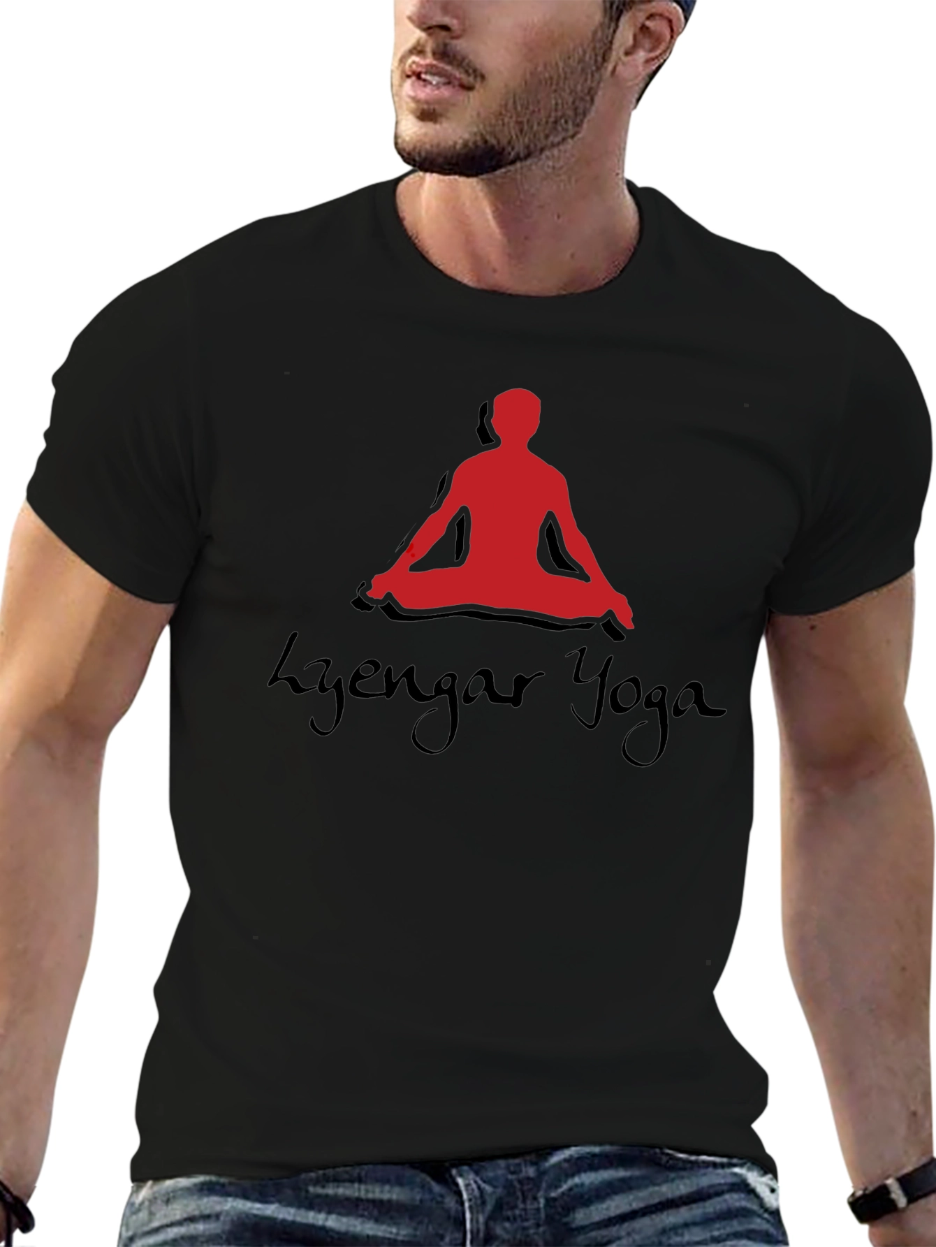 Iyengar Yoga Meditation Pose Black T-Shirt