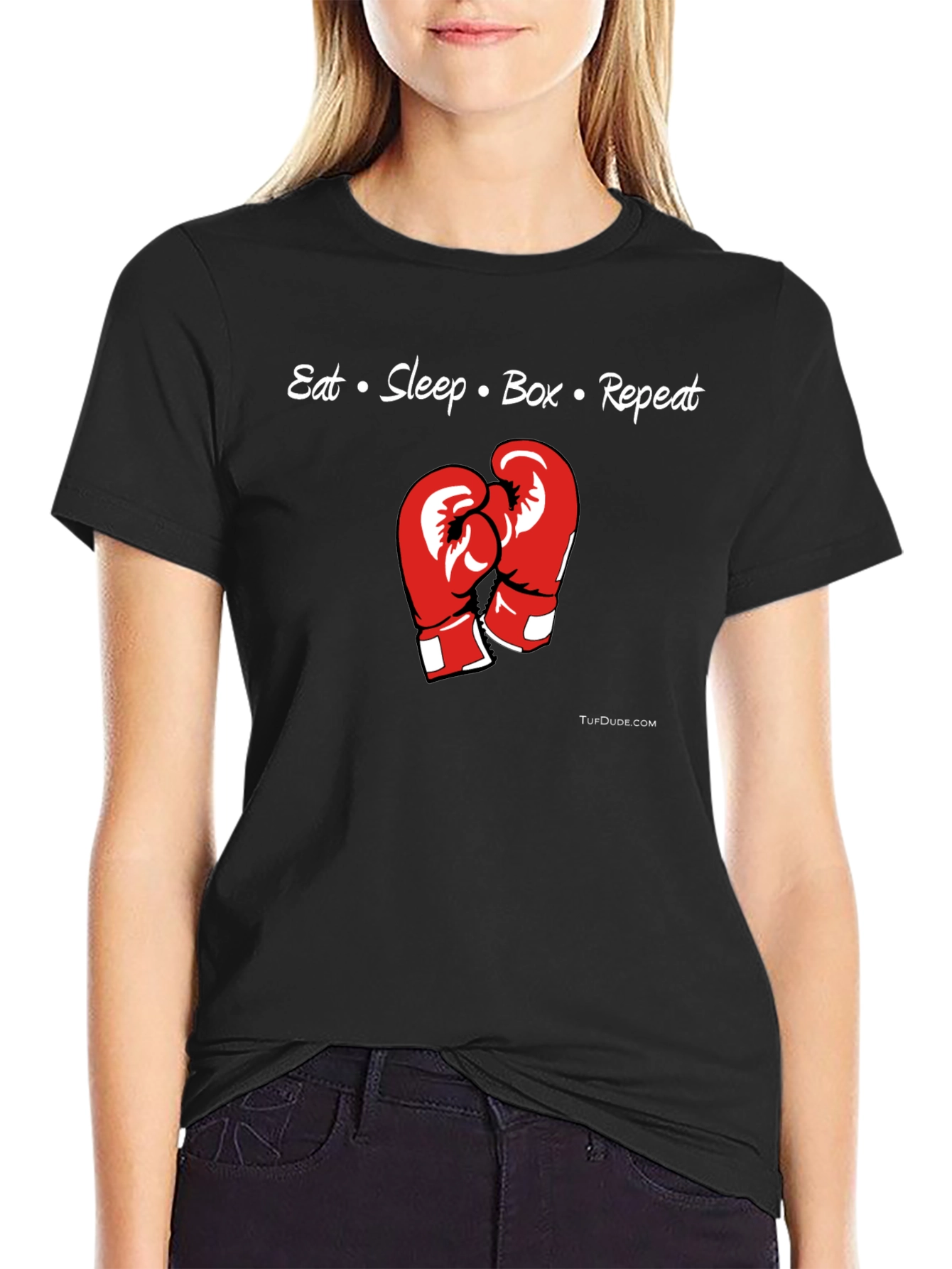 Eat Sleep Box Repeat T-Shirt | Boxing Gloves Graphic Tee