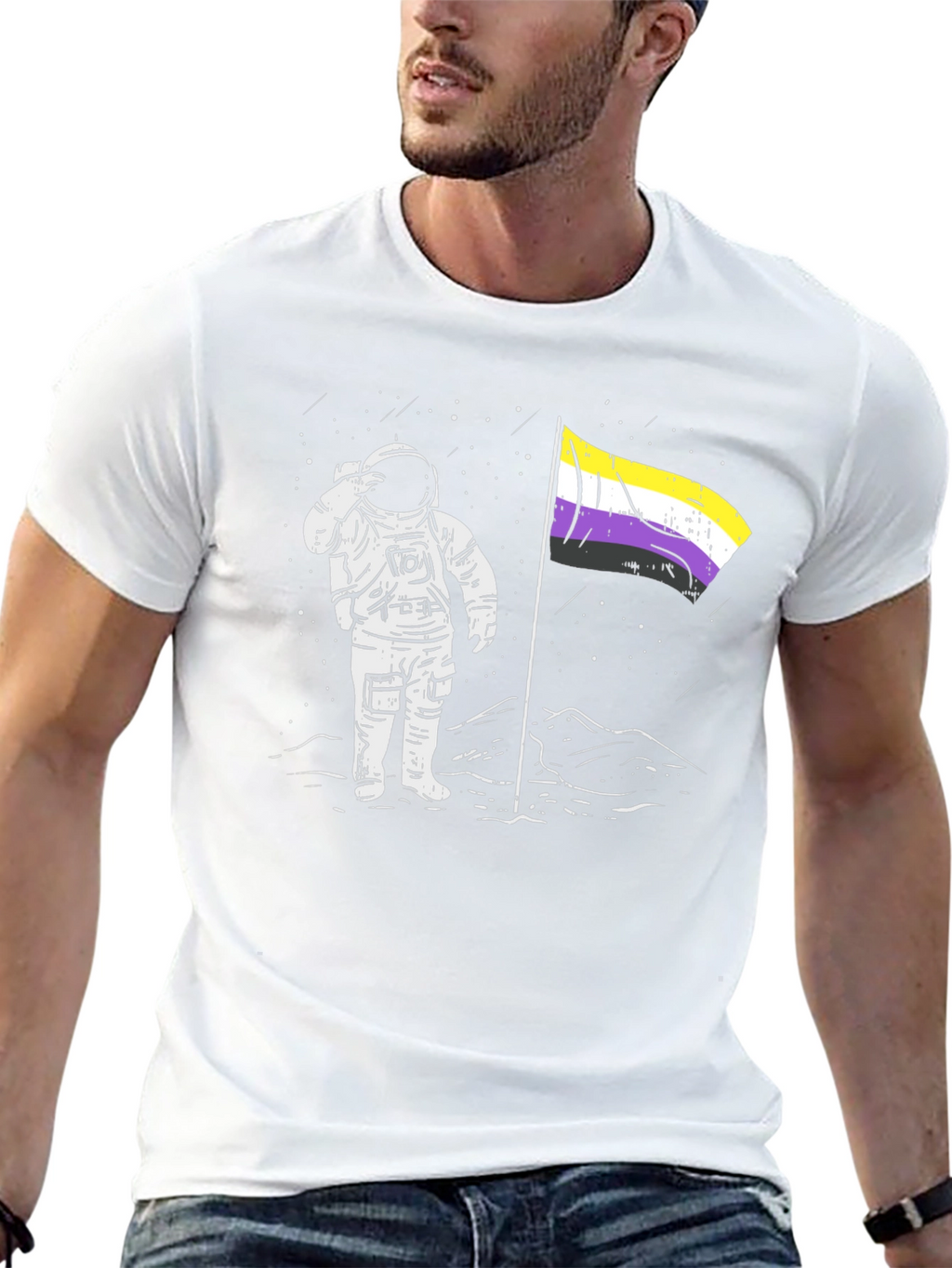 Astronaut Nonbinary Pride Flag T-Shirt