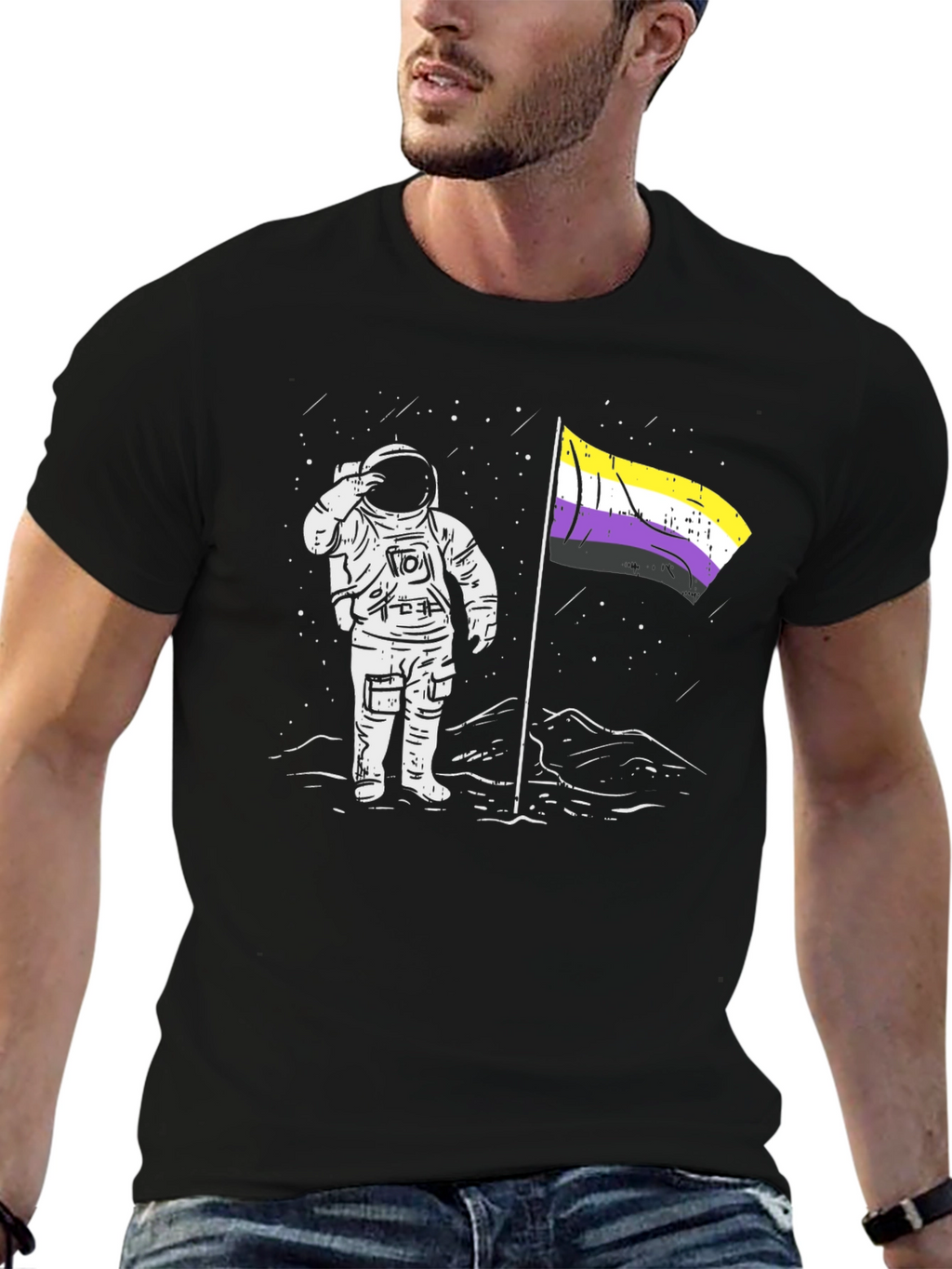 Astronaut Nonbinary Pride Flag T-Shirt