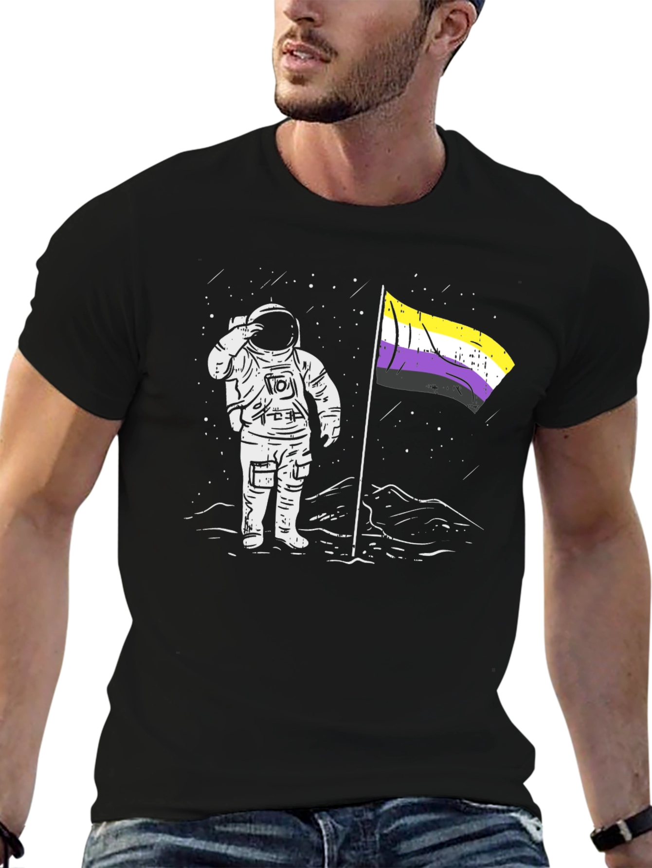 Astronaut Nonbinary Pride Flag T-Shirt
