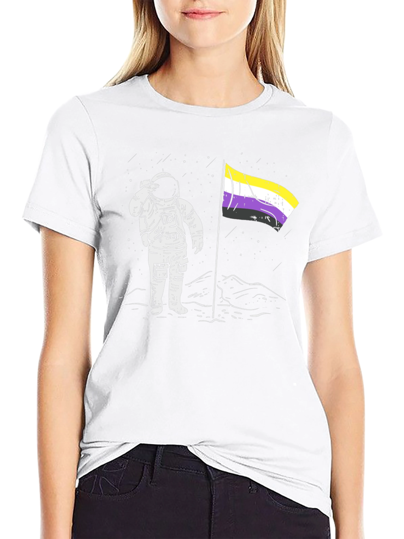 Astronaut Nonbinary Pride Flag T-Shirt