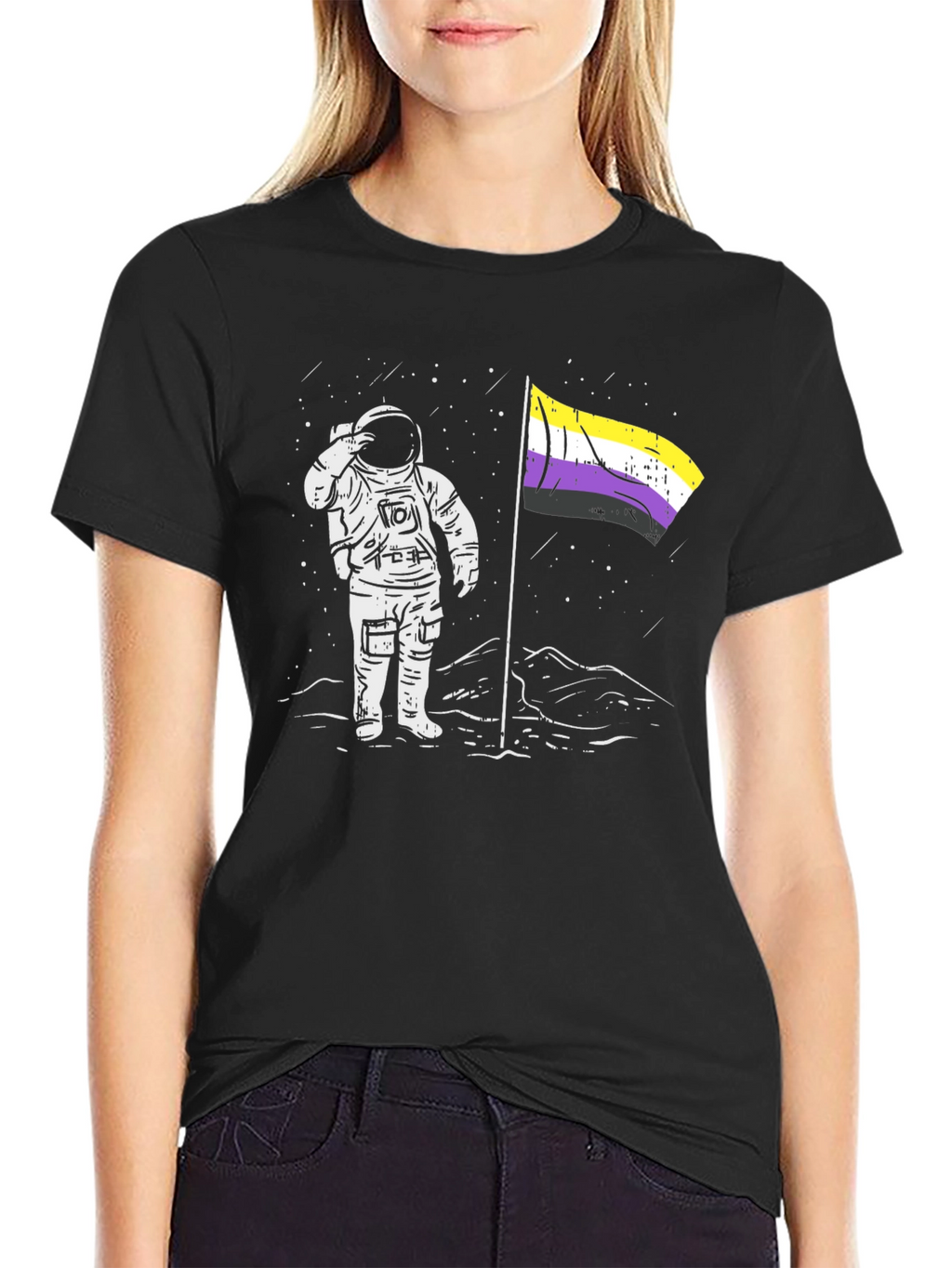 Astronaut Nonbinary Pride Flag T-Shirt