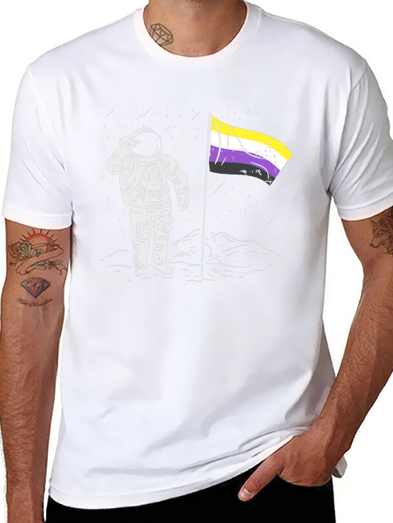 Astronaut Nonbinary Pride Flag T-Shirt