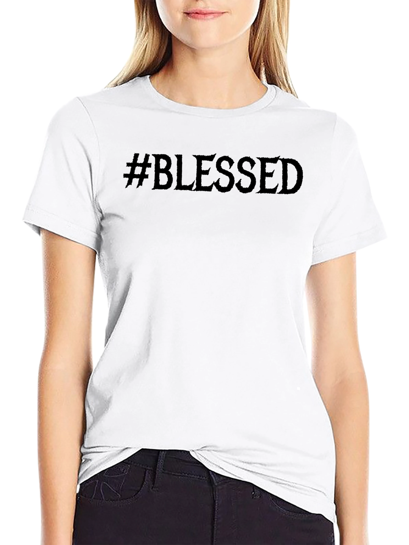#Blessed Graphic Print Black T-Shirt