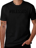 #Blessed Graphic Print Black T-Shirt