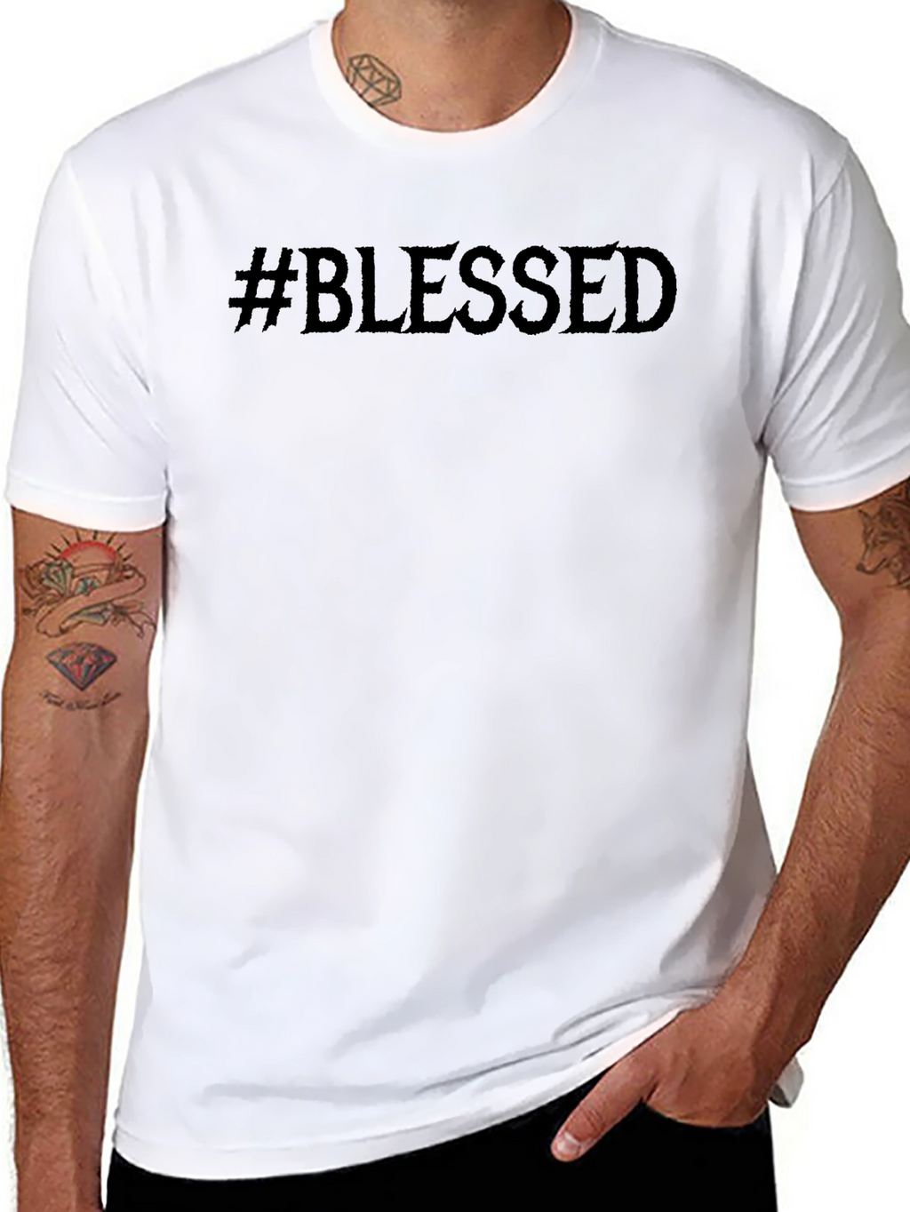 #Blessed Graphic Print Black T-Shirt