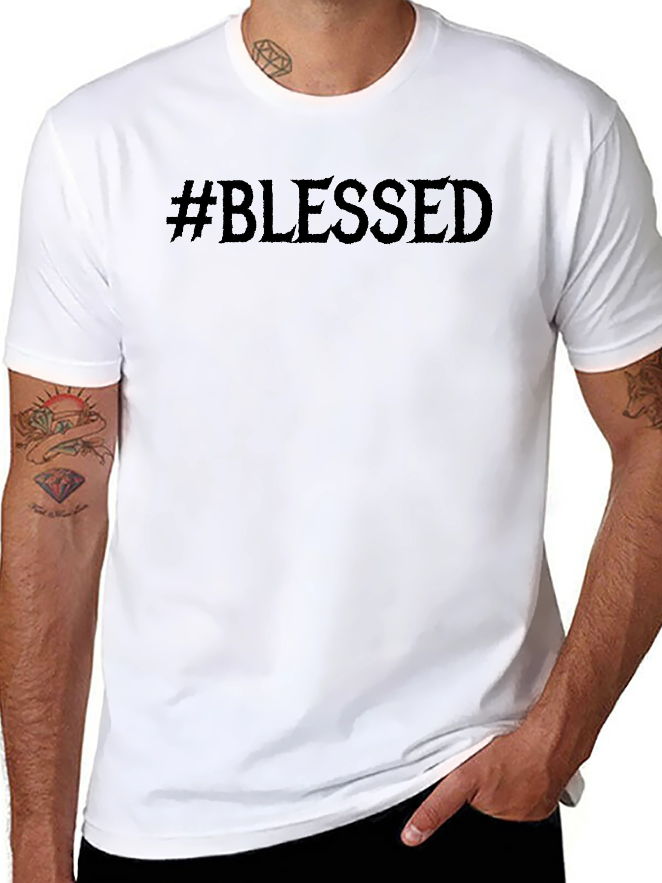 #Blessed Graphic Print Black T-Shirt