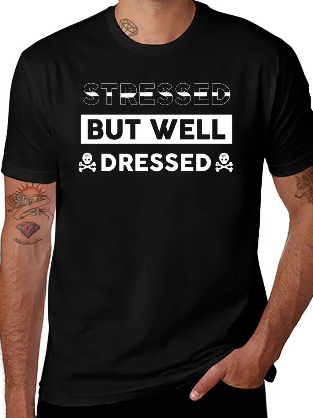 Stressed But Well Dressed Black Graphic Tee