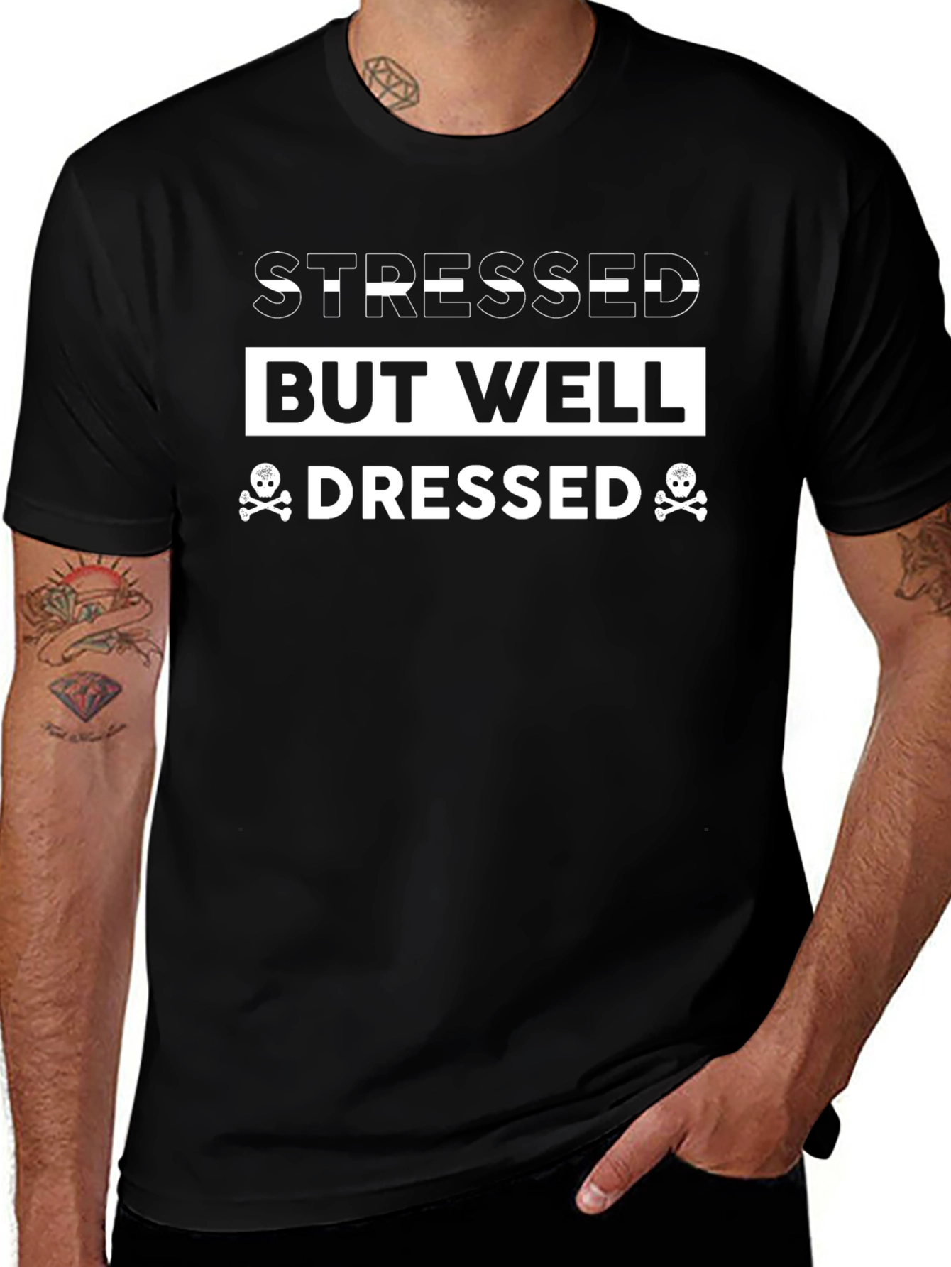 Stressed But Well Dressed Black Graphic Tee