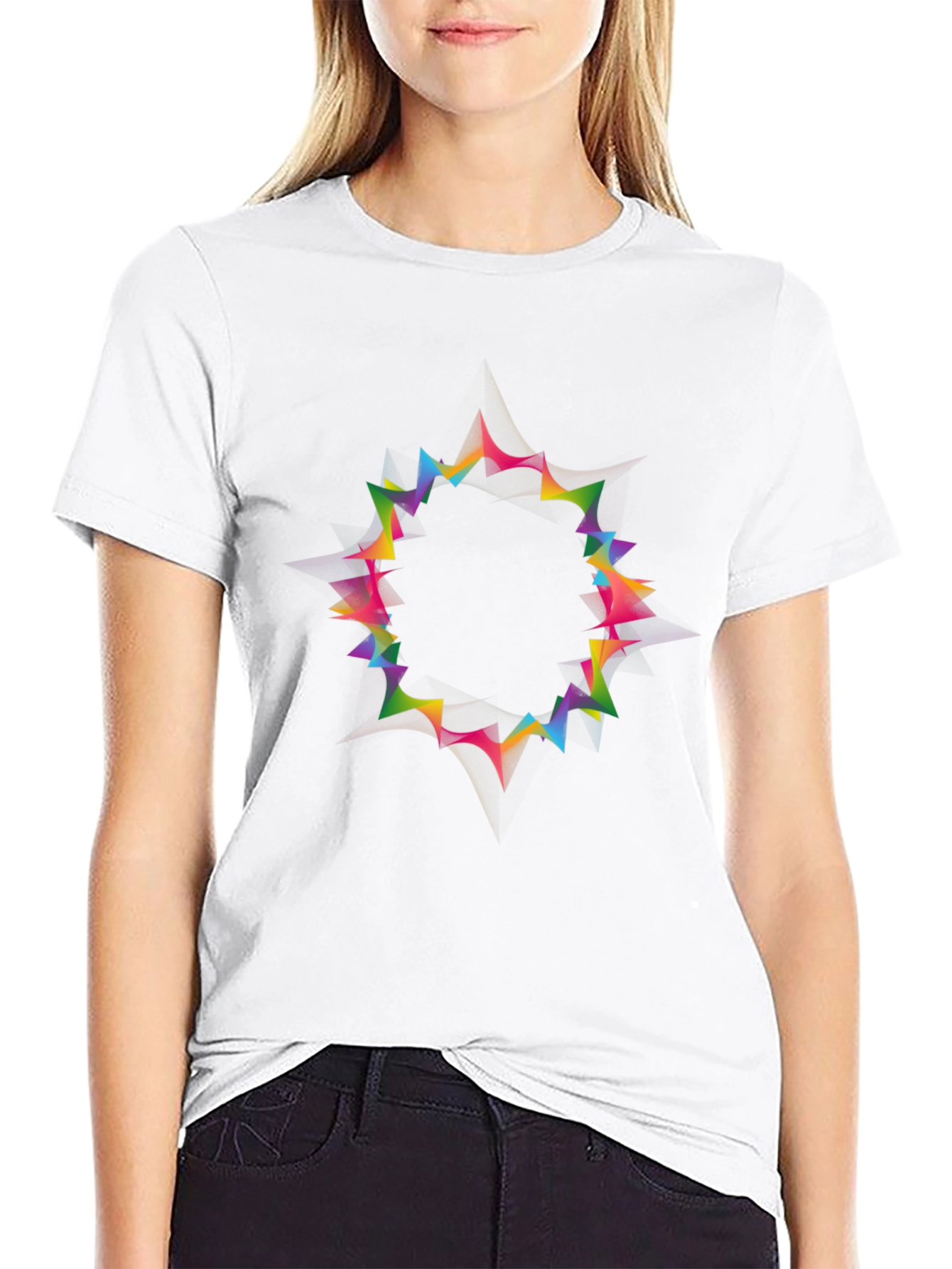 Vibrant Geometric Circle Black T-Shirt