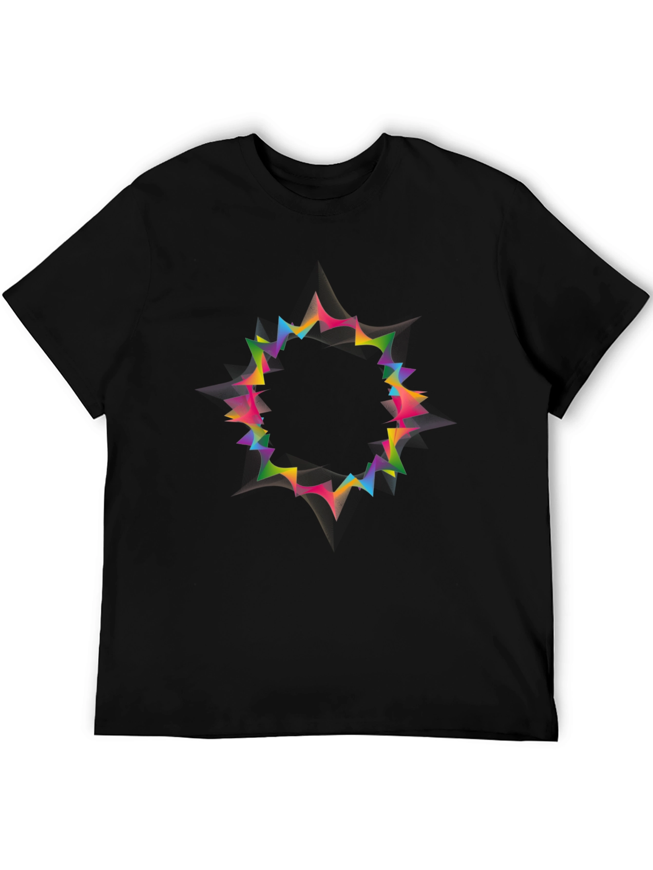 Vibrant Geometric Circle Black T-Shirt