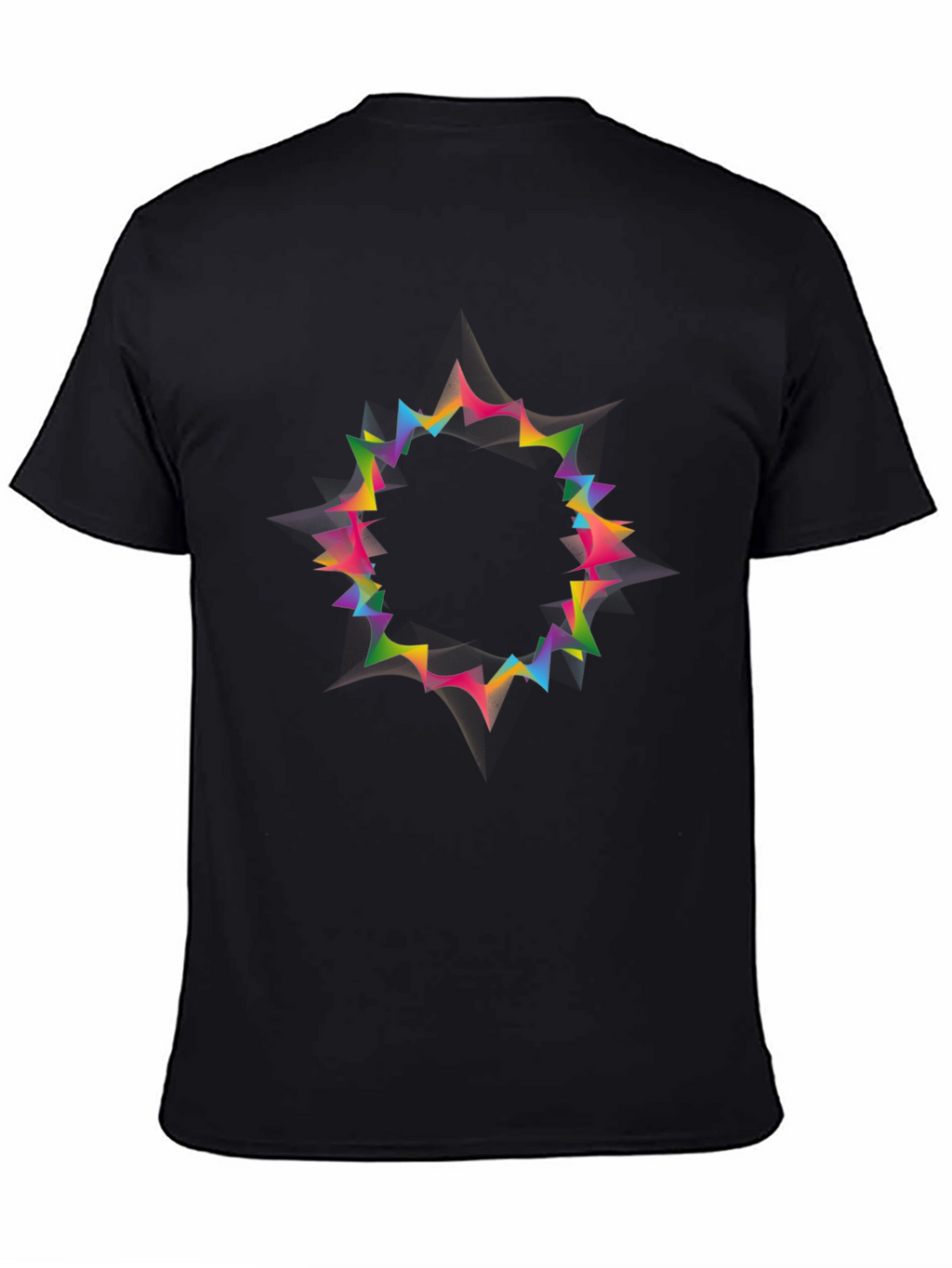 Vibrant Geometric Circle Black T-Shirt