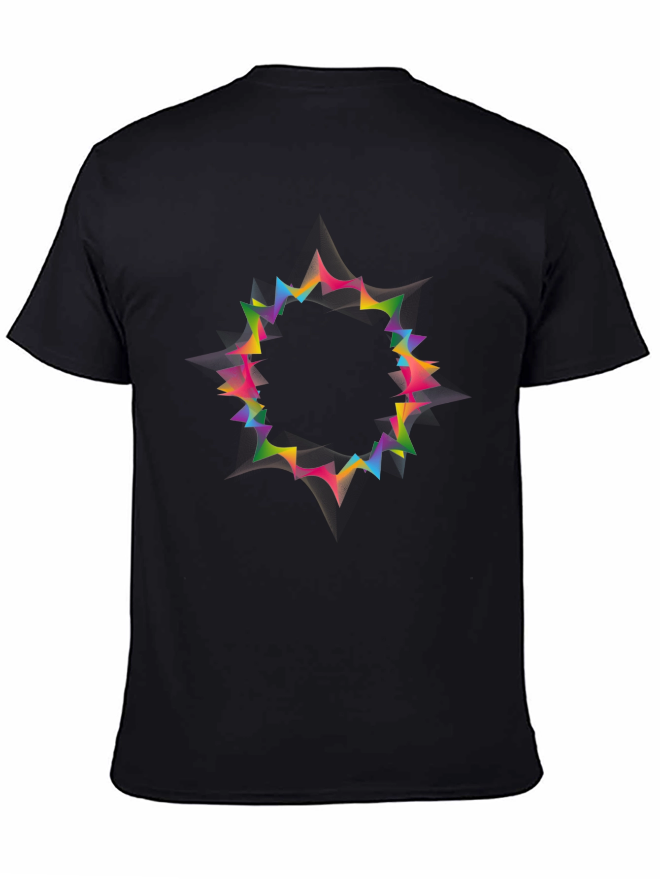 Vibrant Geometric Circle Black T-Shirt