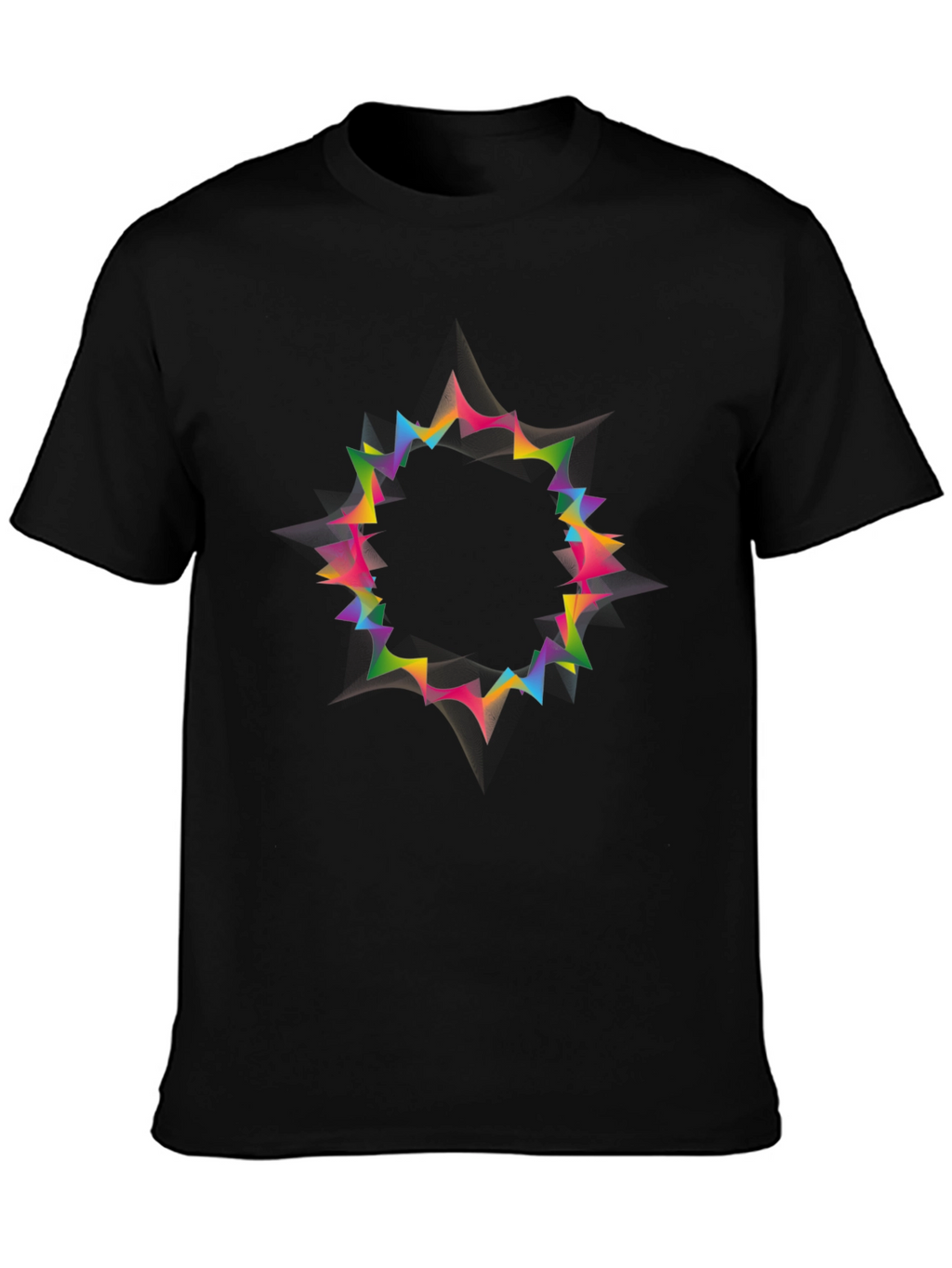 Vibrant Geometric Circle Black T-Shirt