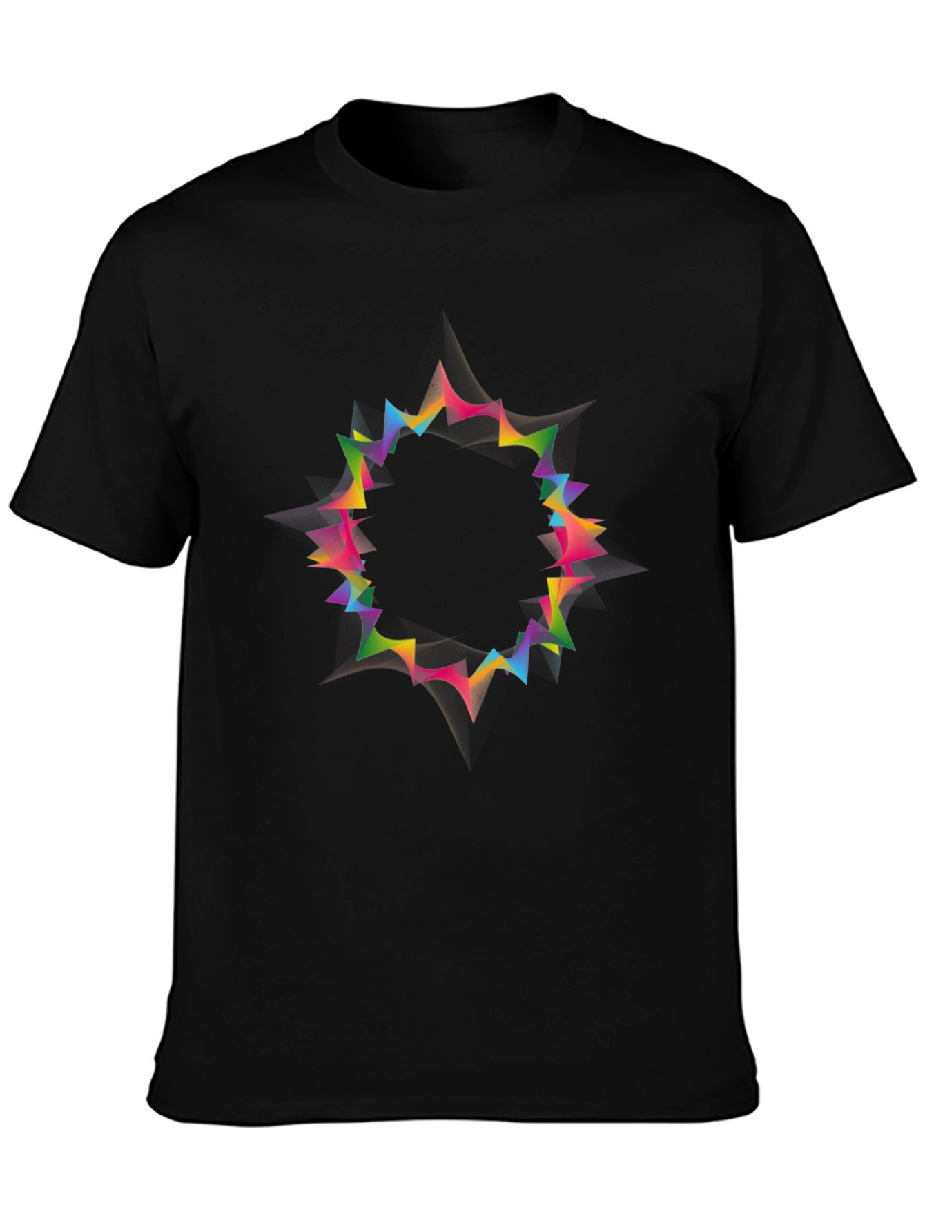 Vibrant Geometric Circle Black T-Shirt