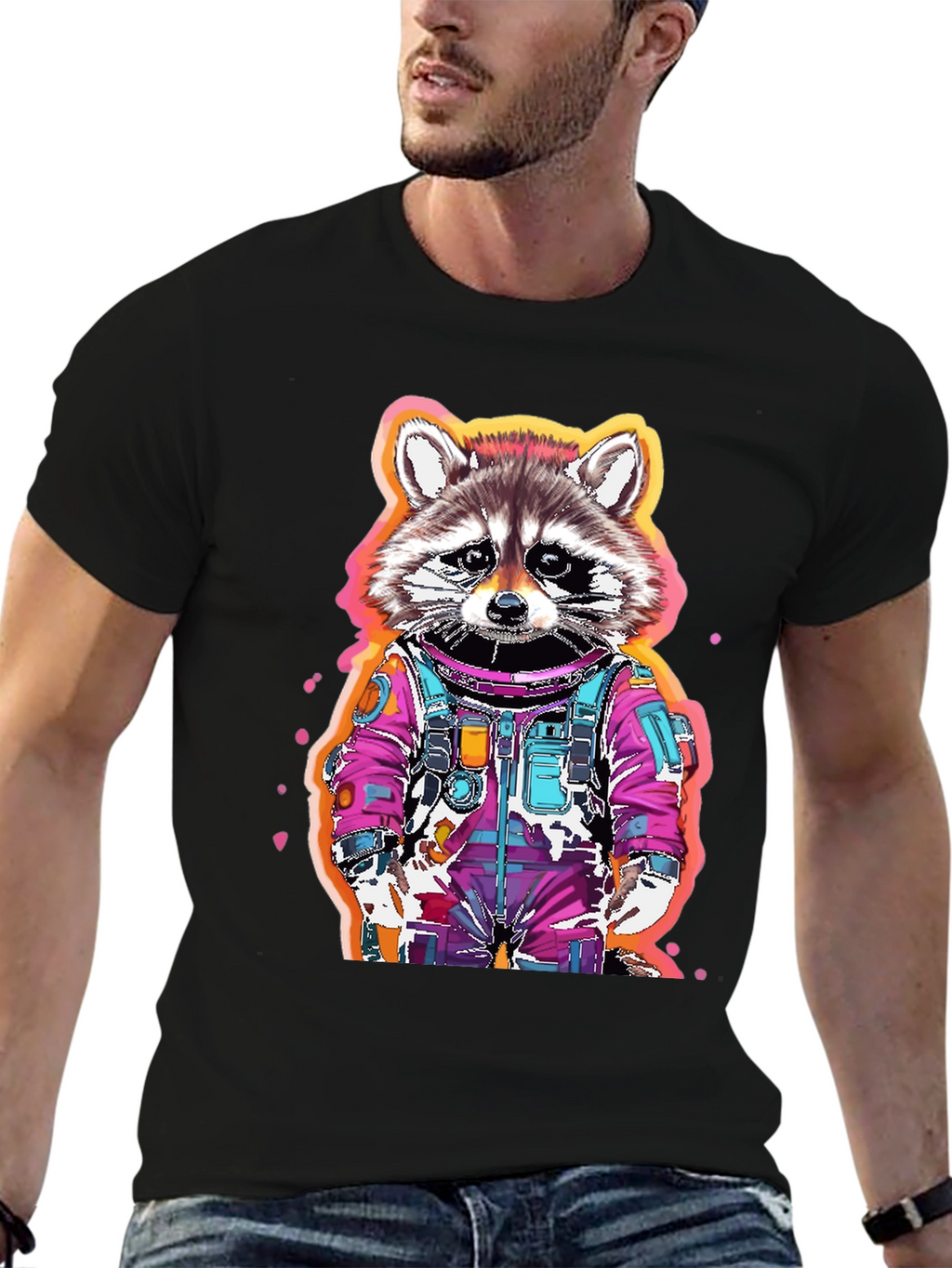 Raccoon Astronaut Graphic T-Shirt