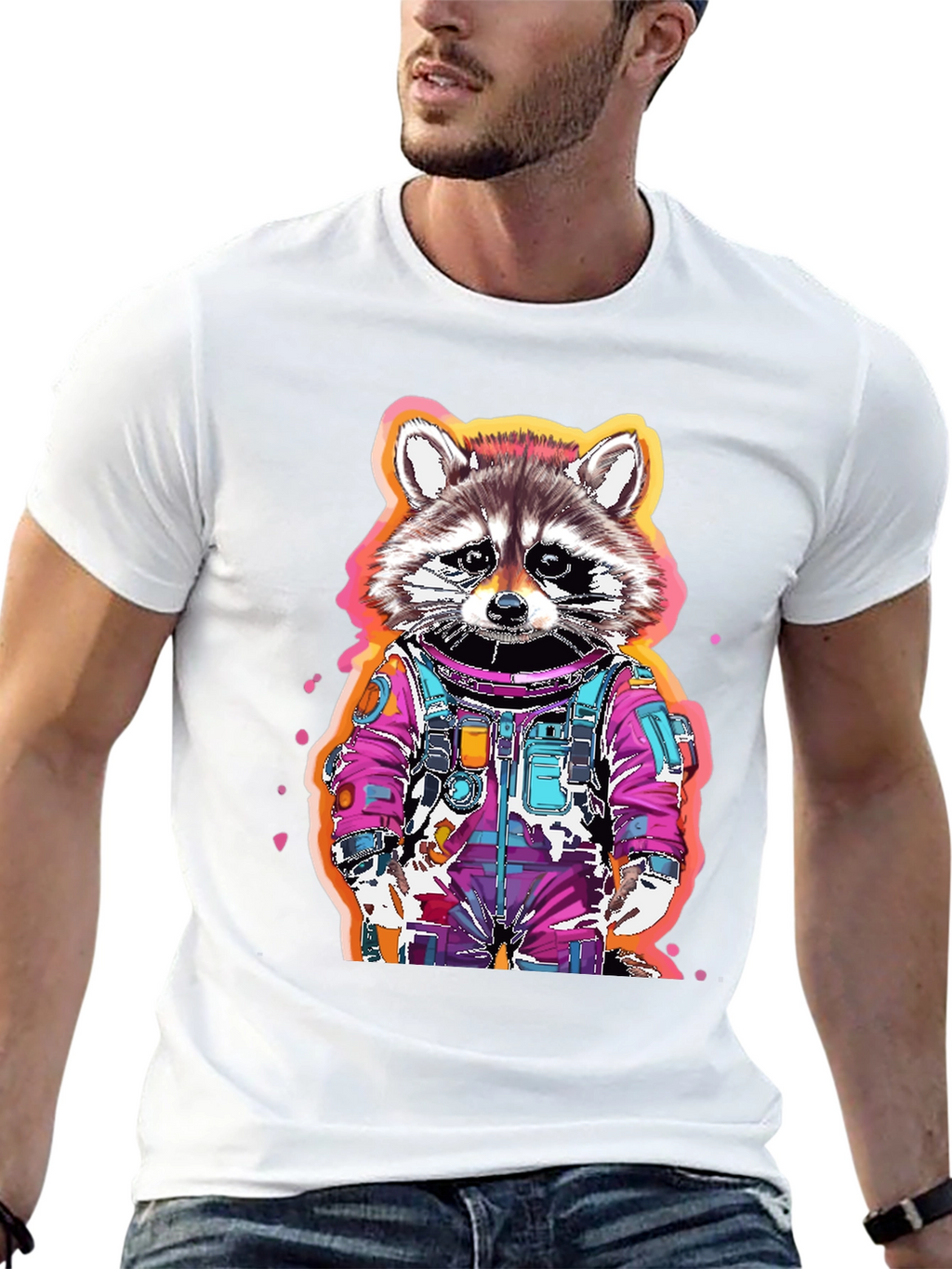 Raccoon Astronaut Graphic T-Shirt