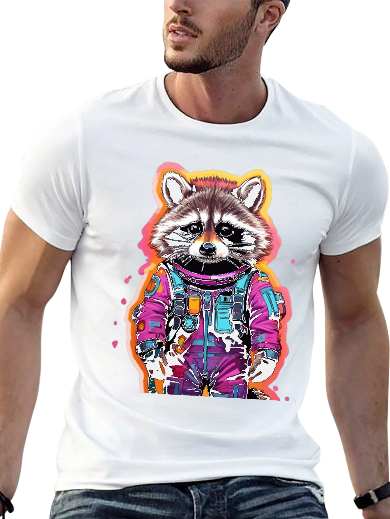 Raccoon Astronaut Graphic T-Shirt