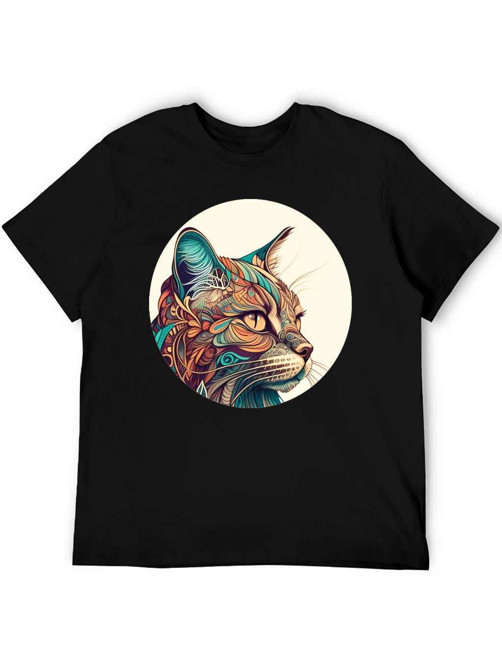 Abstract Cat Graphic Tee - Unique Design