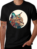 Abstract Cat Graphic Tee - Unique Design