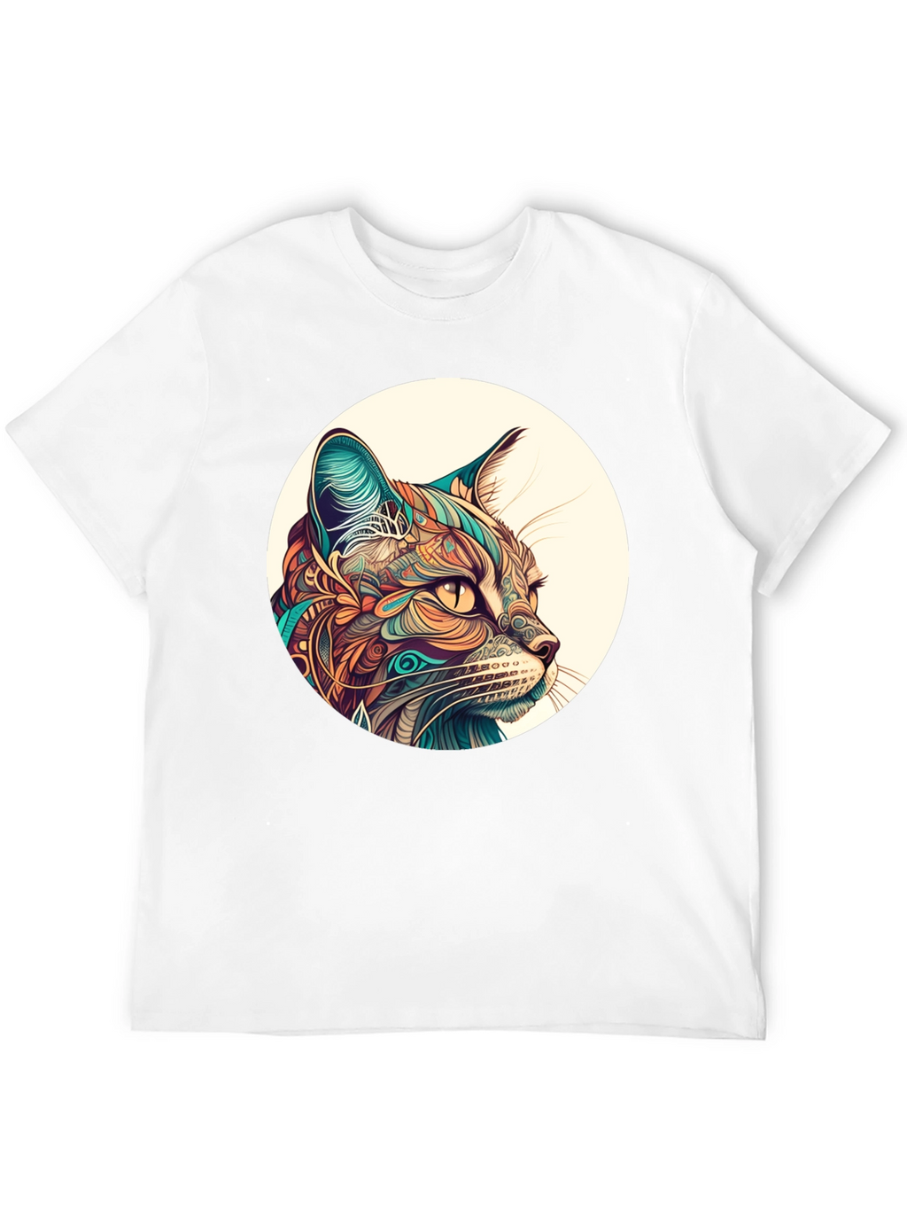 Abstract Cat Graphic Tee - Unique Design