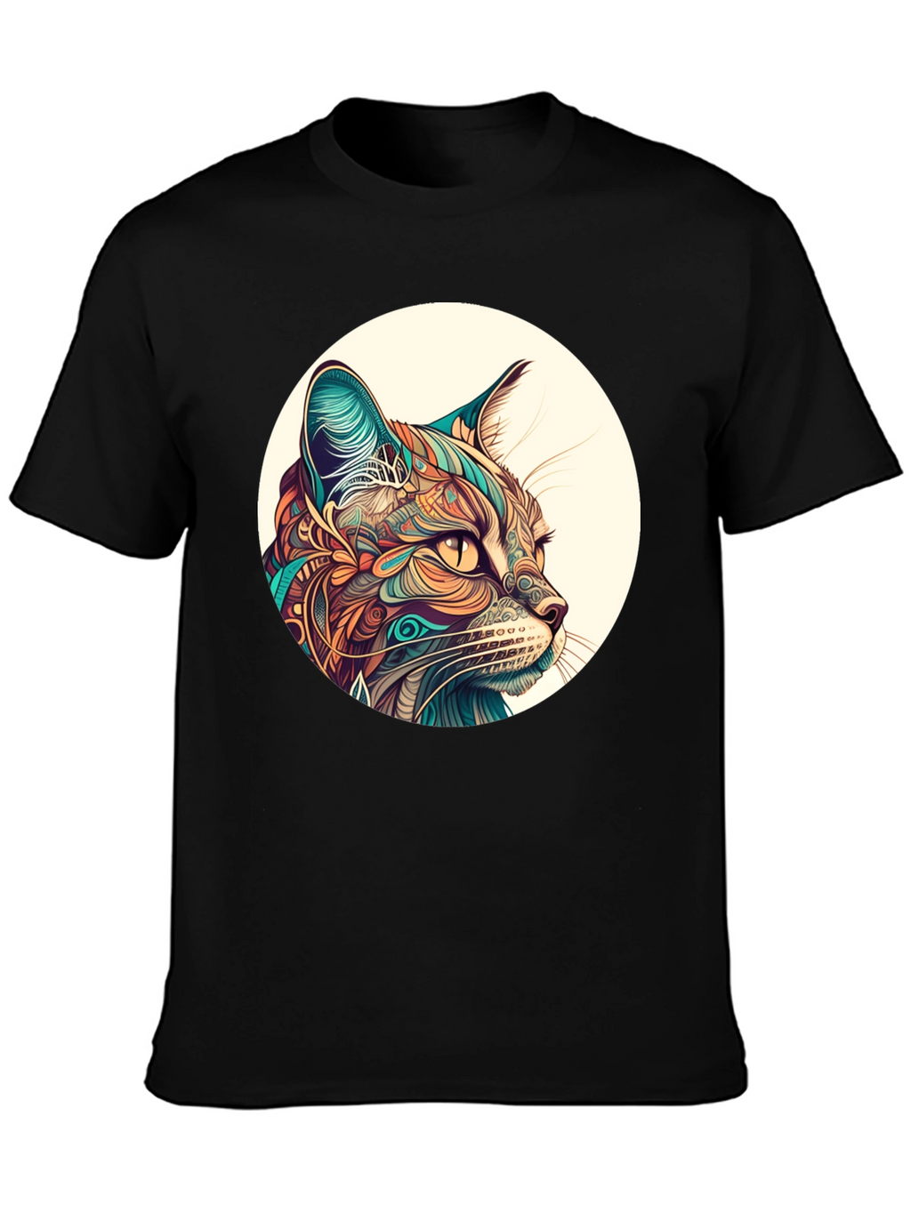 Abstract Cat Graphic Tee - Unique Design