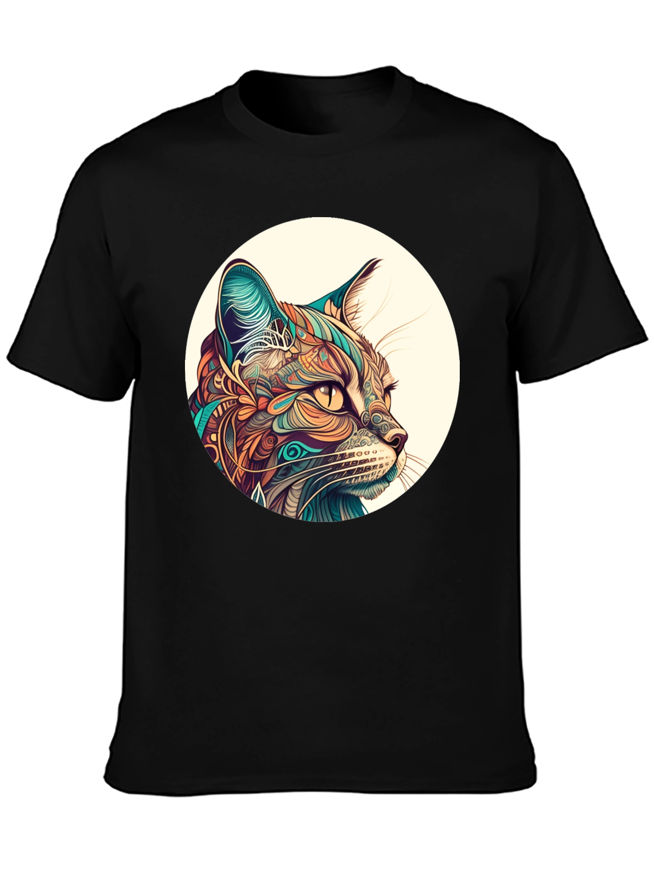 Abstract Cat Graphic Tee - Unique Design