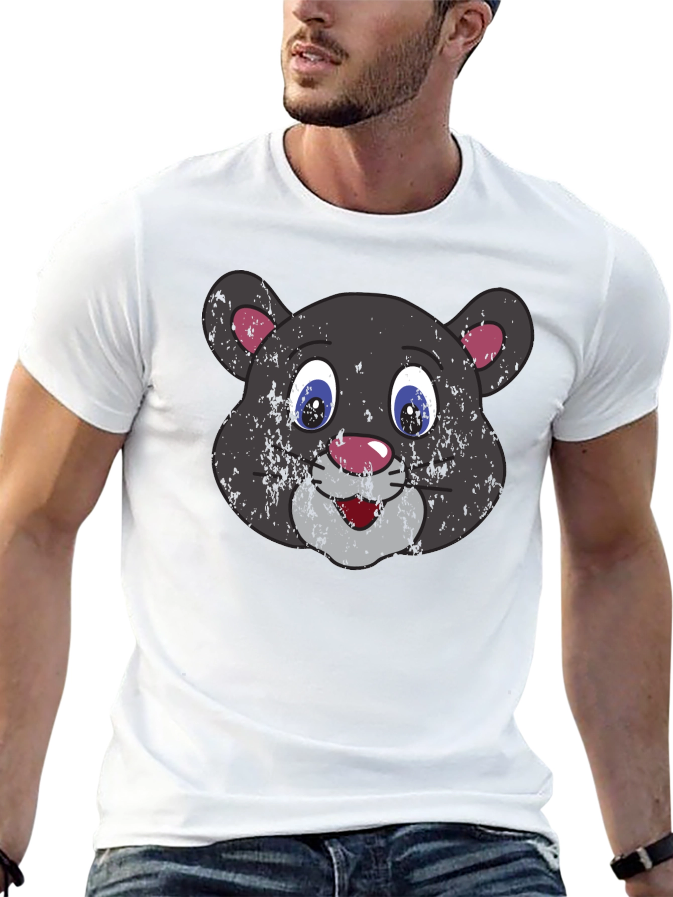 Cartoon Panther Graphic T-Shirt