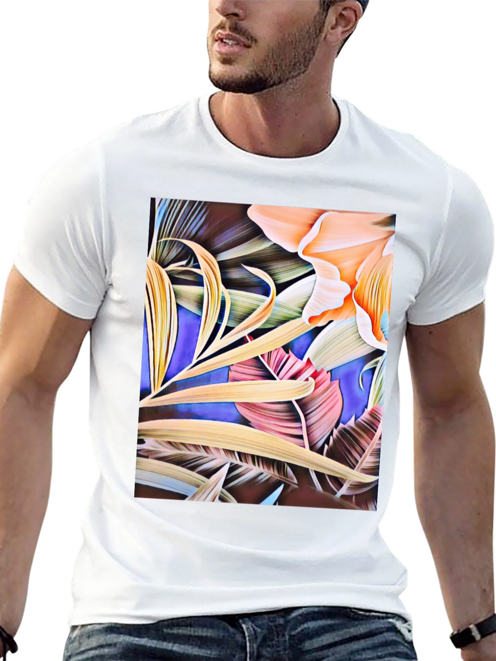 Floral Print Black Graphic T-Shirt