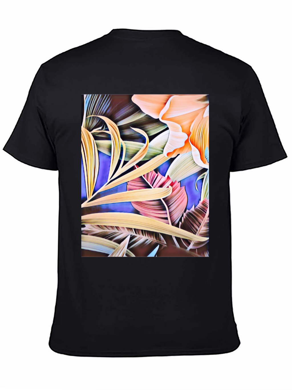 Floral Print Black Graphic T-Shirt