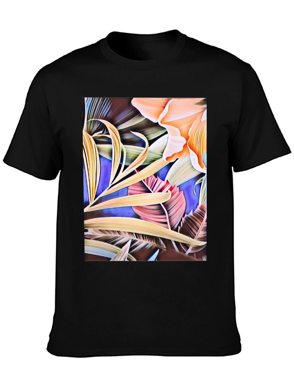 Floral Print Black Graphic T-Shirt