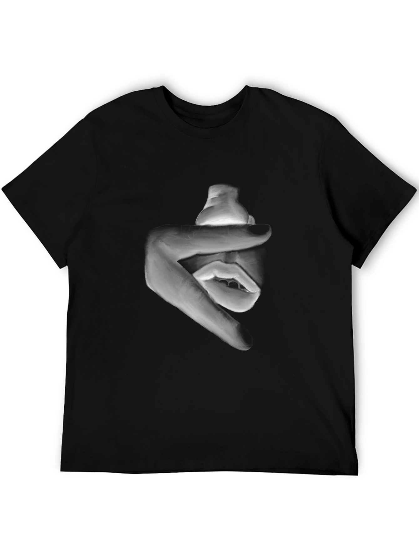 Abstract Face Graphic Black T-Shirt