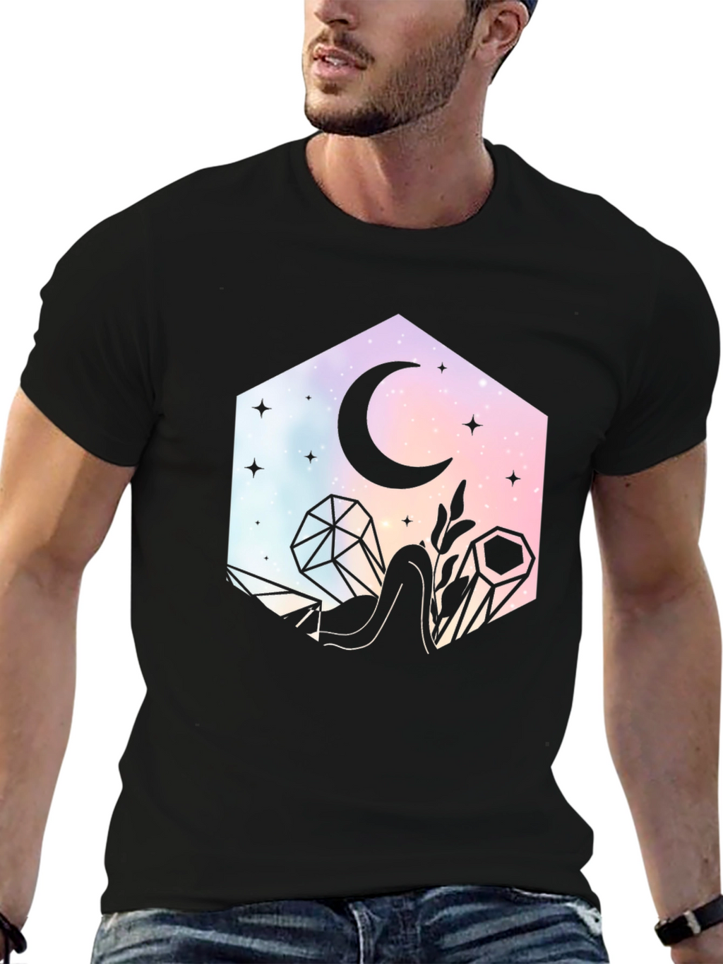 Celestial Crystal Black T-Shirt