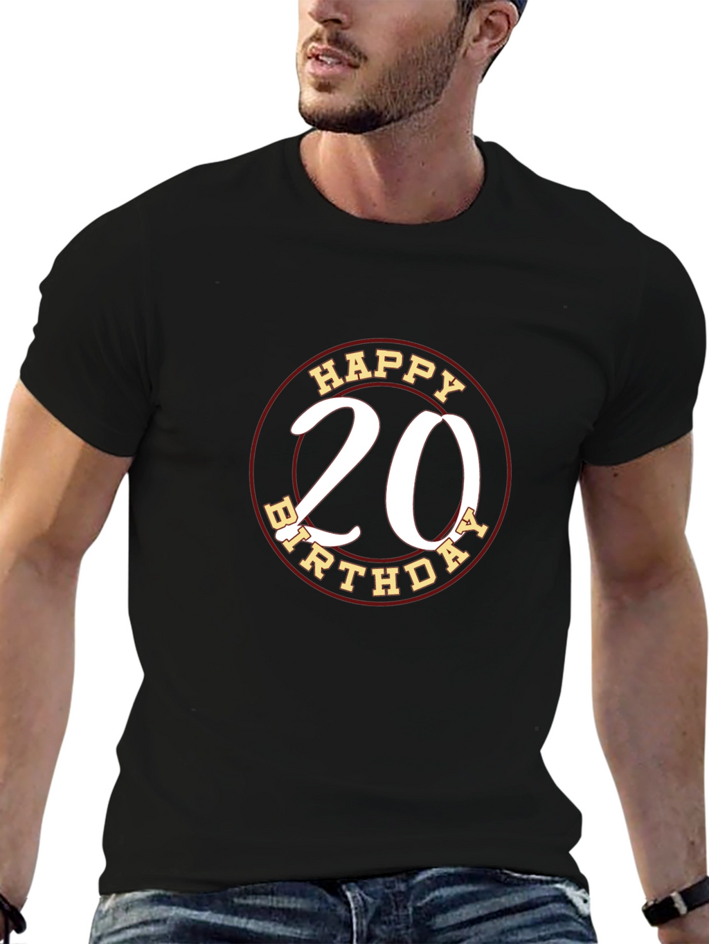 Happy 20th Birthday Graphic Tee - Black