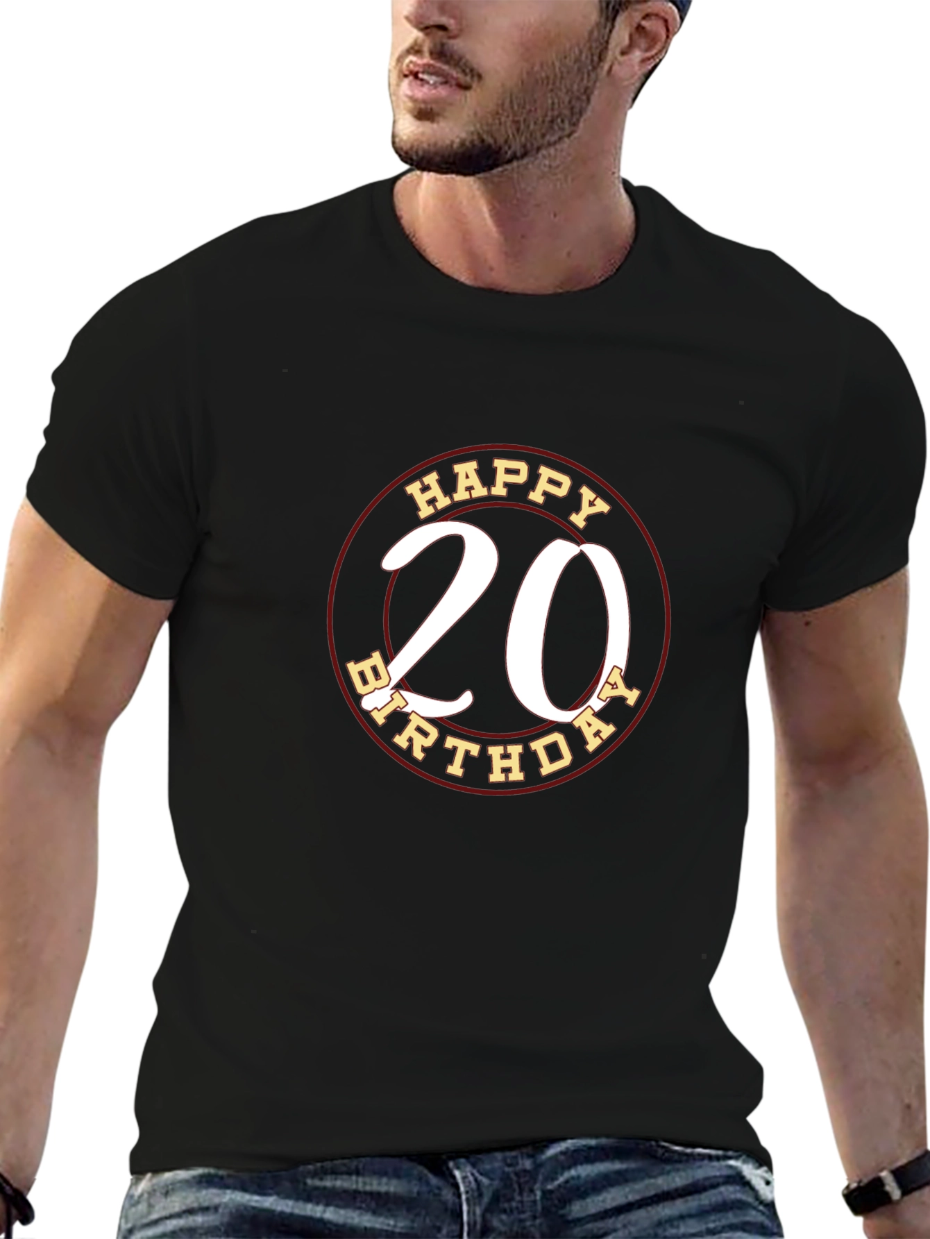 Happy 20th Birthday Graphic Tee - Black