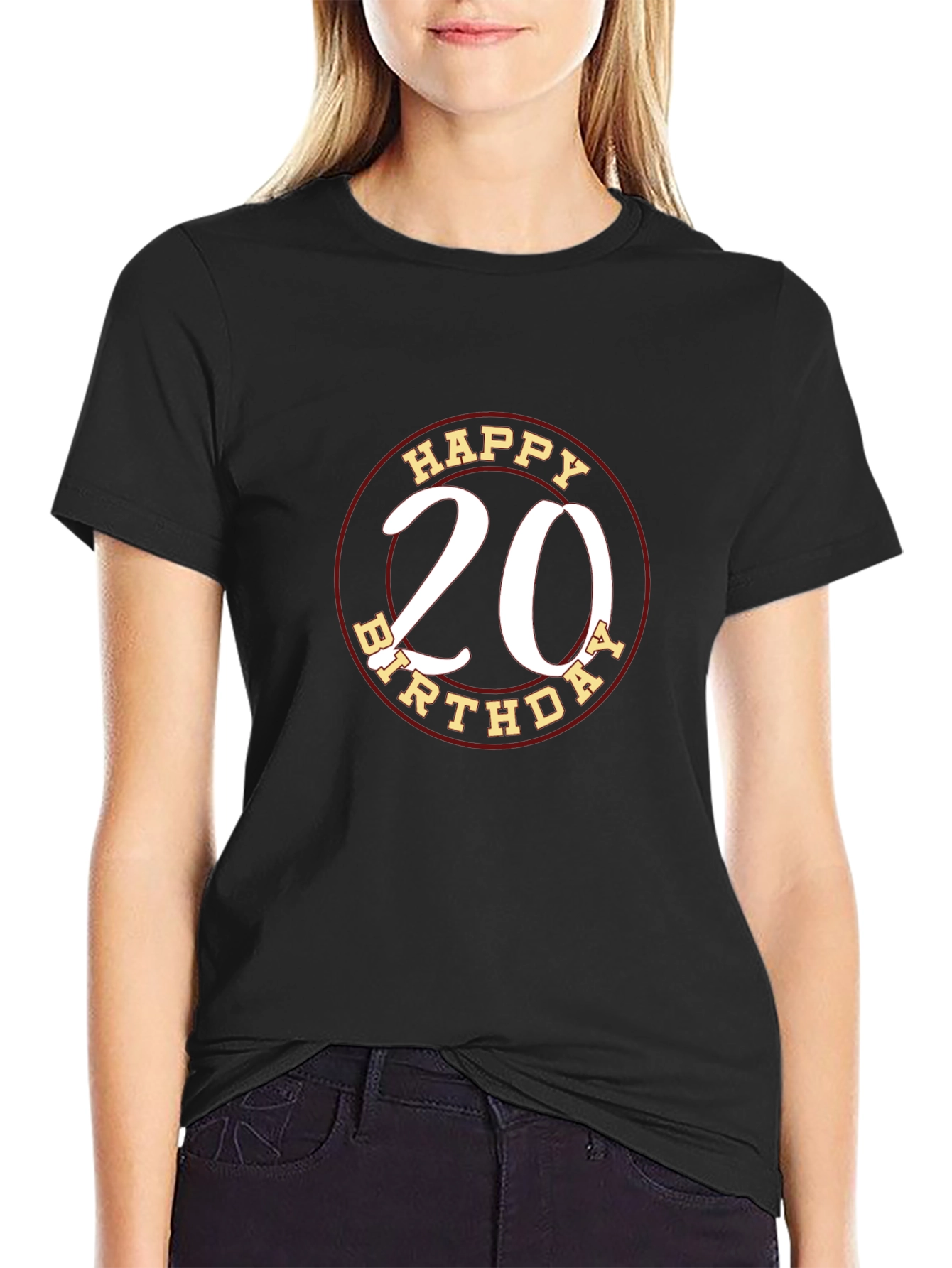 Happy 20th Birthday Graphic Tee - Black