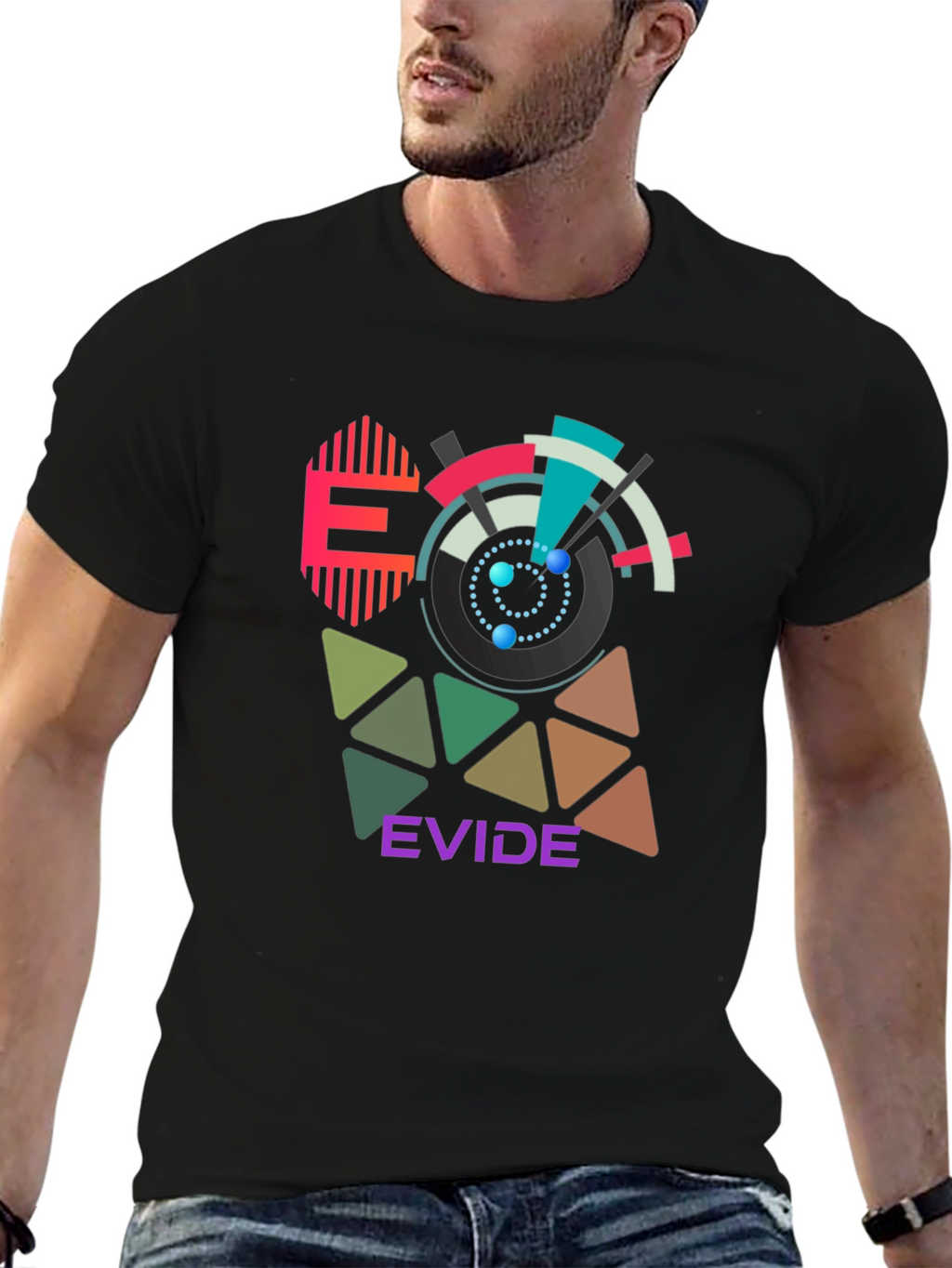 Geometric Design T-Shirt - EVIDE Graphic Tee