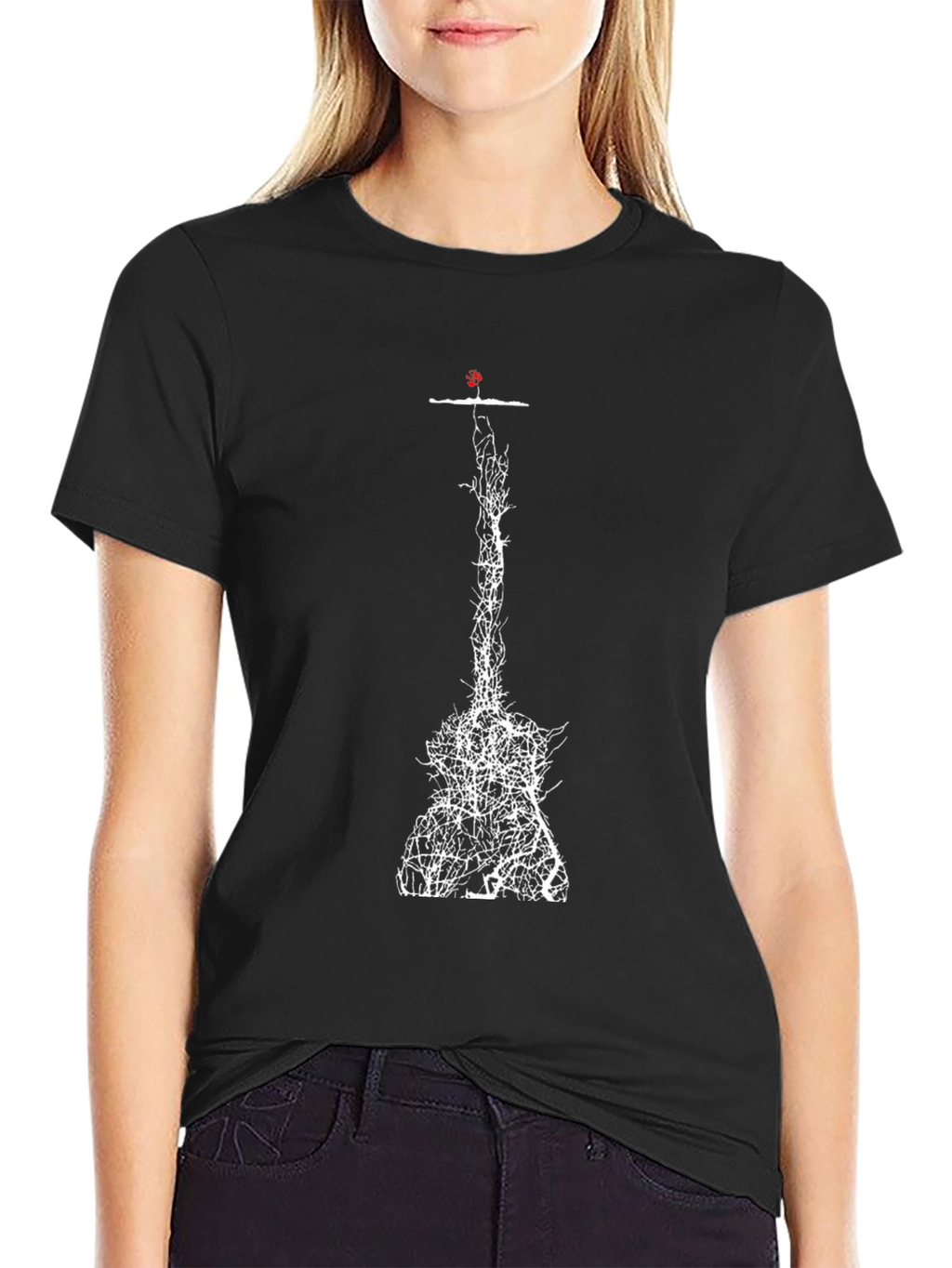 Abstract Tree Guitar Black T-Shirt